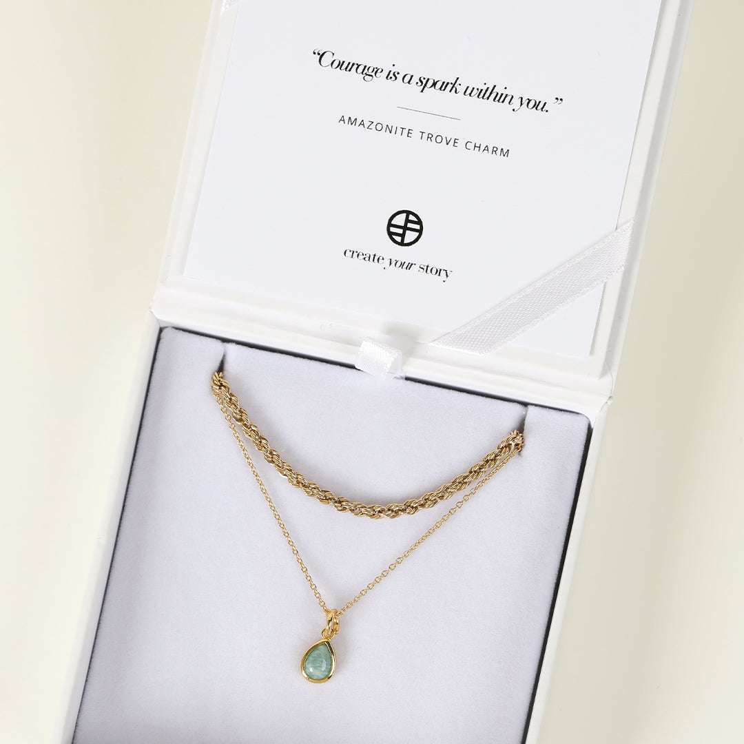 Amazonite Gemstone Charm Necklace for Women - Healing Crystal Jewelry for Positive Energy & Stress Relief - Perfect for Meditation, Yoga & Spiritual Gifts