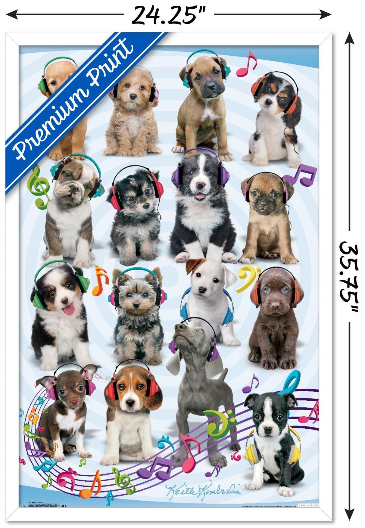 Trends International Keith Kimberlin Puppies Headphones Wall Poster - 22.375