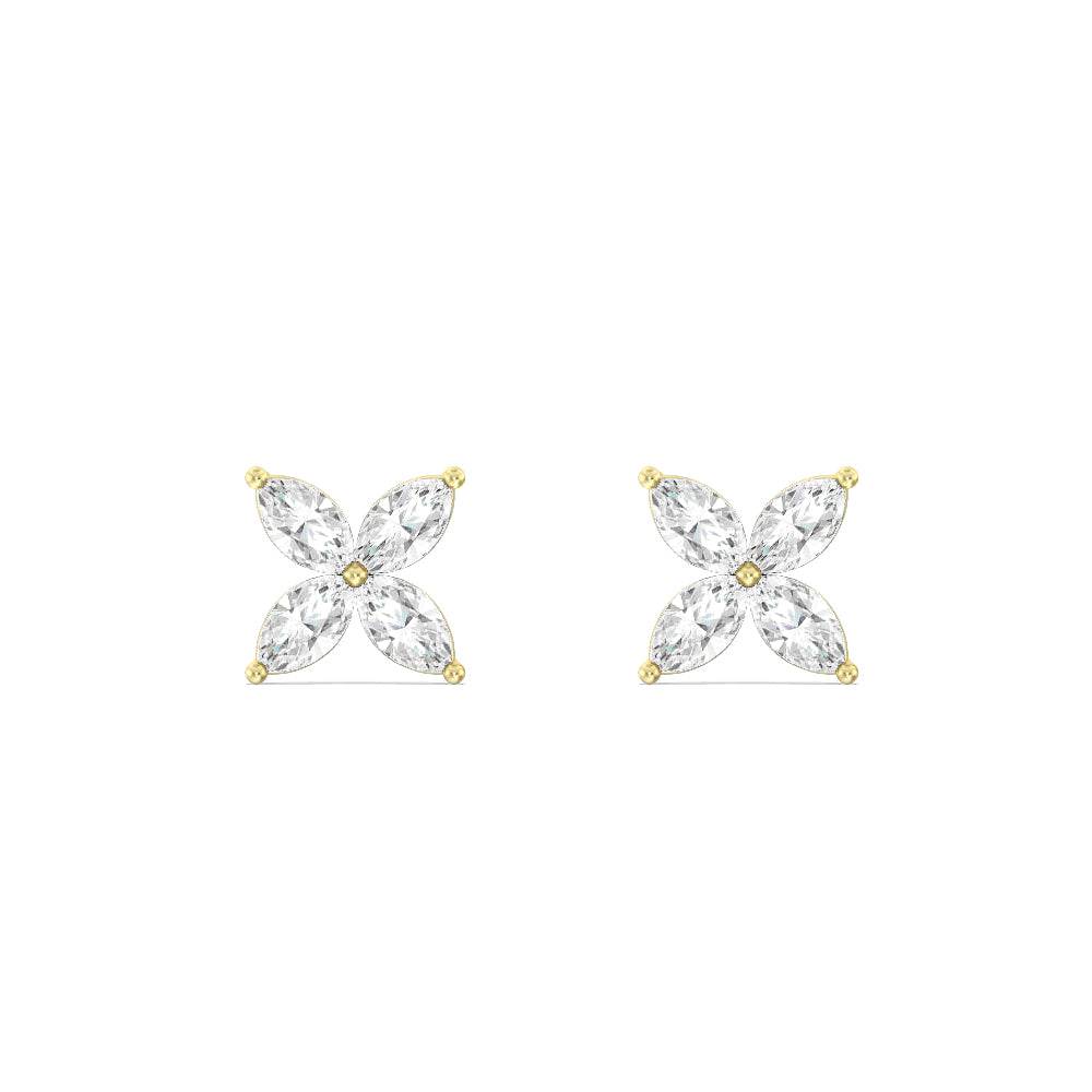 1.5ct Bloom Moissanite Stud Earrings for Women - Durable & Hypoallergenic 14K Gold Plated Earrings for Daily Wear, Gift Giving & Special Occasions