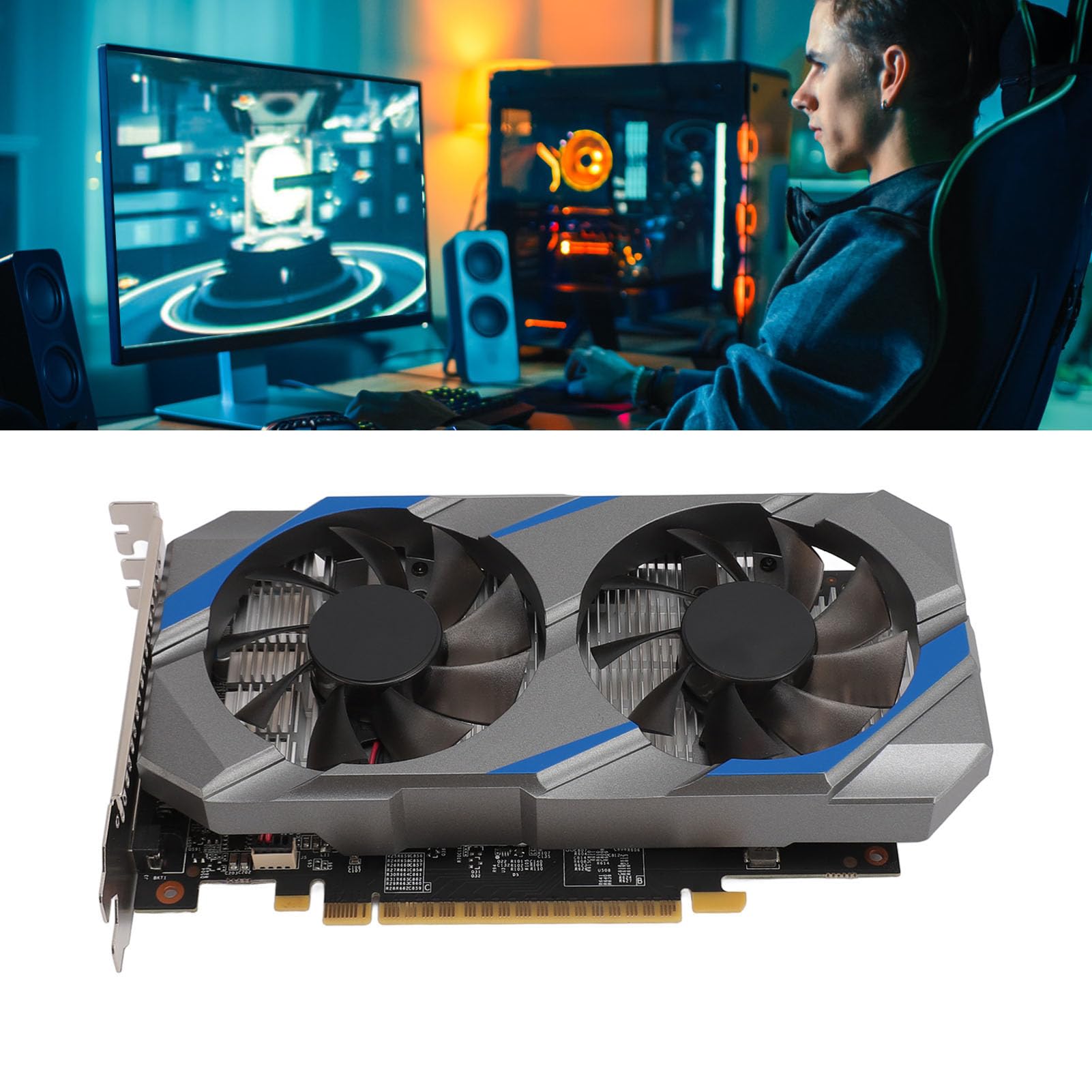 GTX 1050 Ti 4GB GDDR5 128-bit Gaming Graphics Card with Dual Fan Cooling - PCIe 2.0 x16 Video Card for PC Gaming, VR & 4K Video Editing