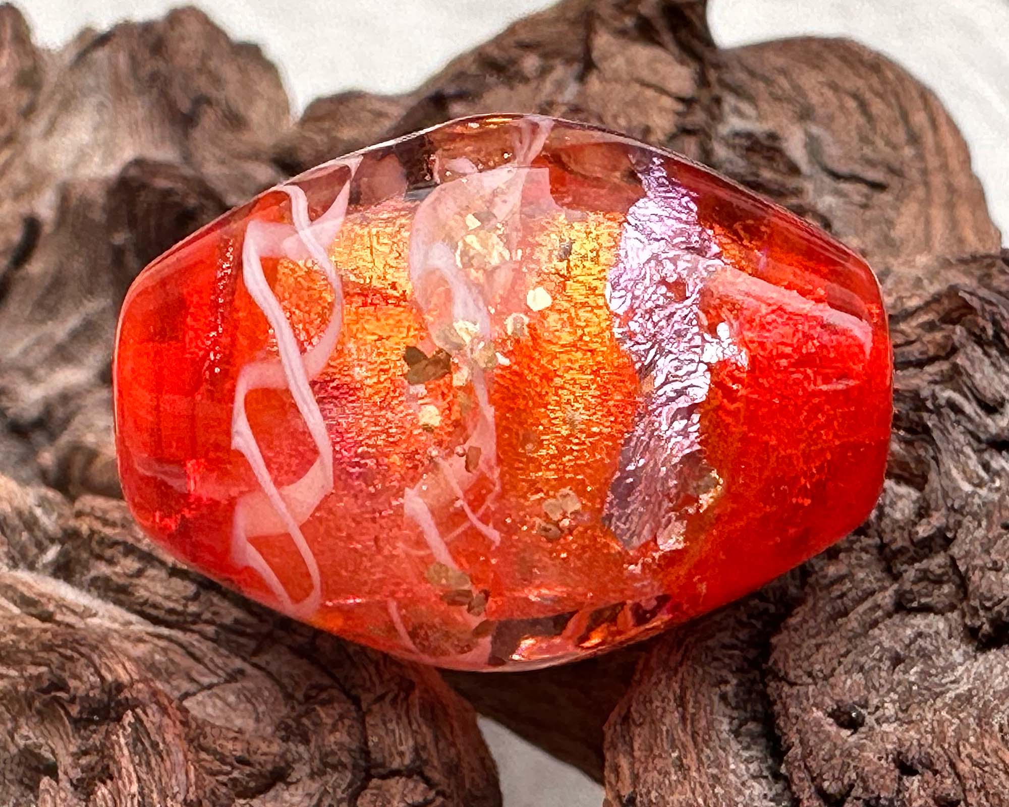 Handmade Orange Treasure Lampwork Glass Focal Bead for Jewelry Making - Perfect for Necklaces, Bracelets & DIY Craft Projects