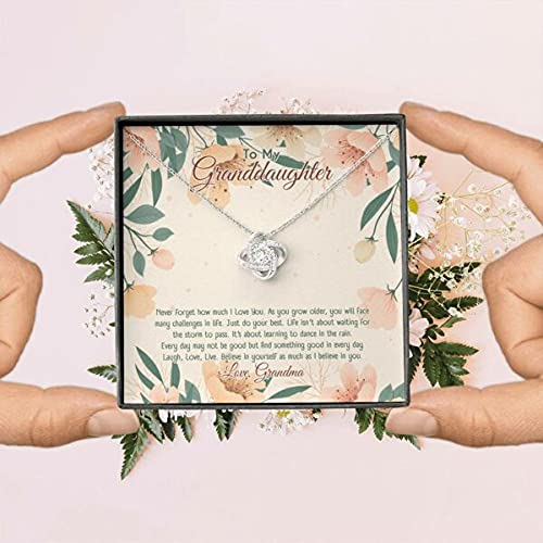 Believe in Yourself Love Knot Necklace - Inspirational Jewelry Gift for Granddaughter from Grandma with Message Card & Luxury Gift Box | Perfect for Birthdays, Graduation & Special Occasions