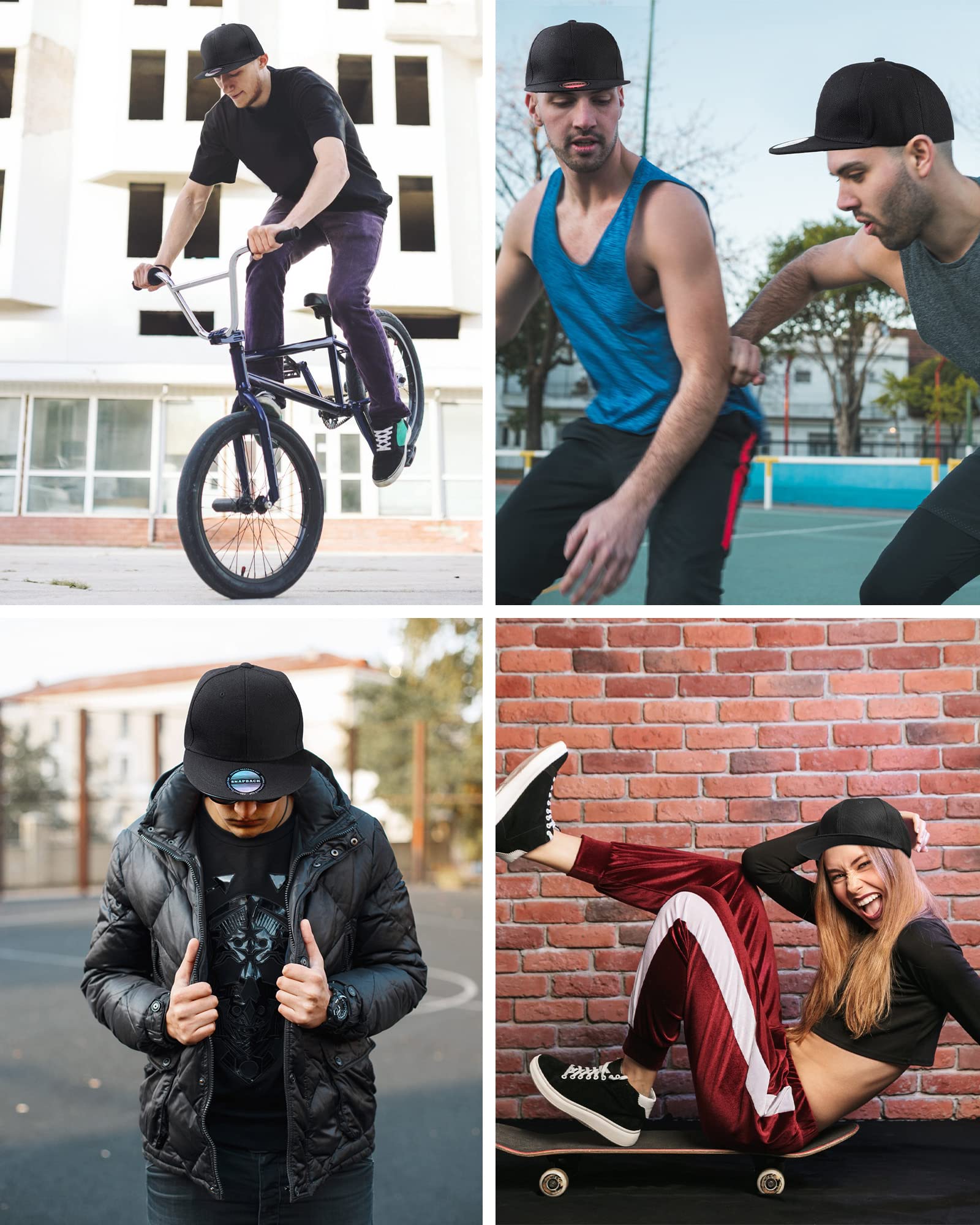 15 Pack Men's Hip Hop Snapback Hats - Adjustable Flat Brim Baseball Caps for Streetwear & Urban Fashion | Perfect for Casual Wear, Music Festivals & Sports Events