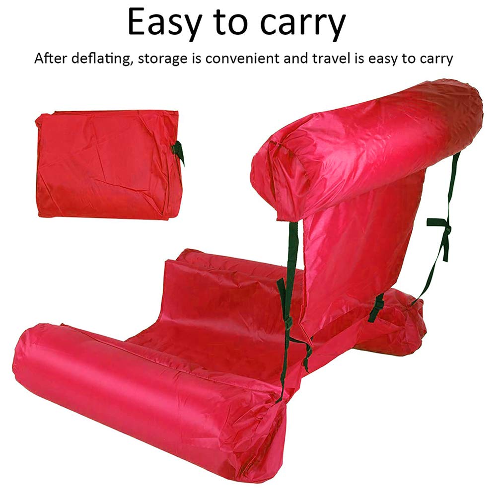 Inflatable Pool Hammock - Floating Lounge Chair for Swimming, Beach & Water Sports - Foldable & Portable Inflatable Water Sofa - Perfect for Summer Relaxation by Pool, Lake or Ocean (Red)