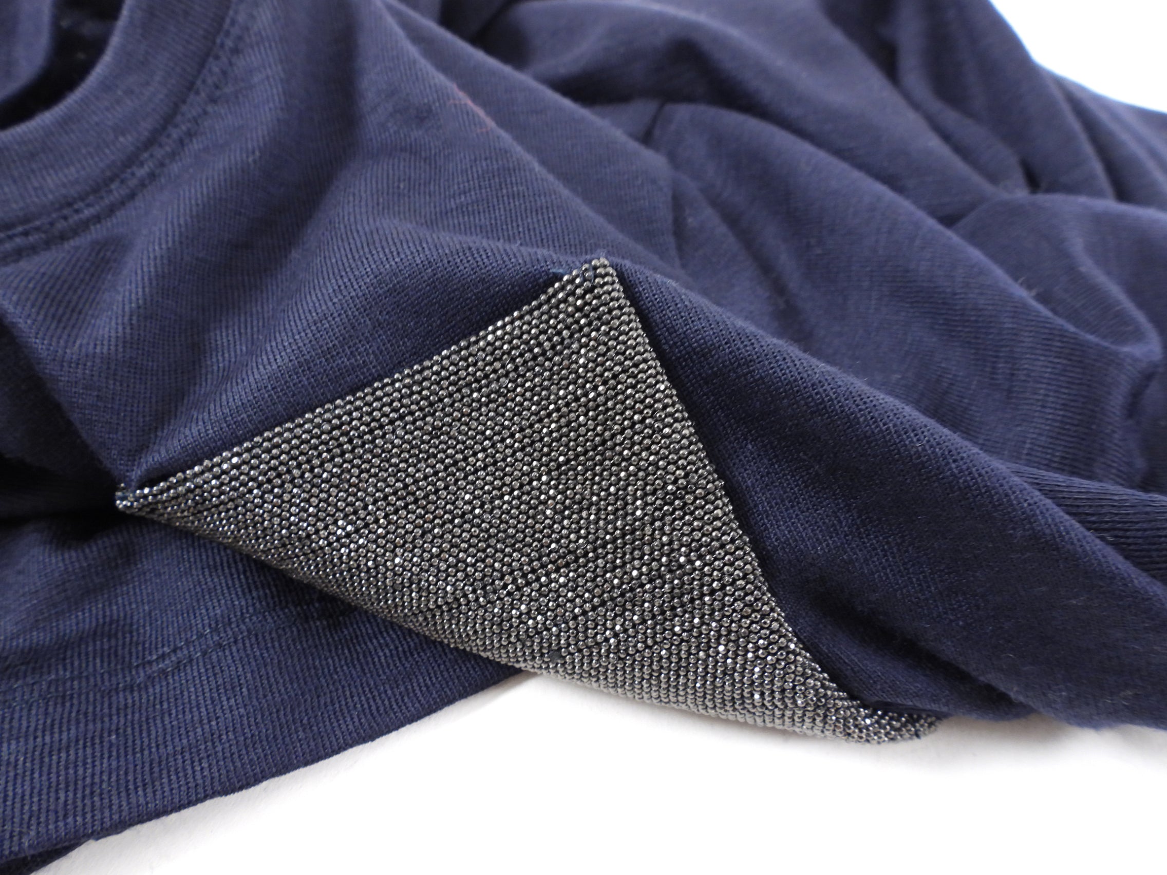 Brunello Cucinelli Navy Blue Cashmere Long Sleeve Knit Sweater with Monili Pocket - Luxury Women's Winter Pullover for Office & Casual Wear