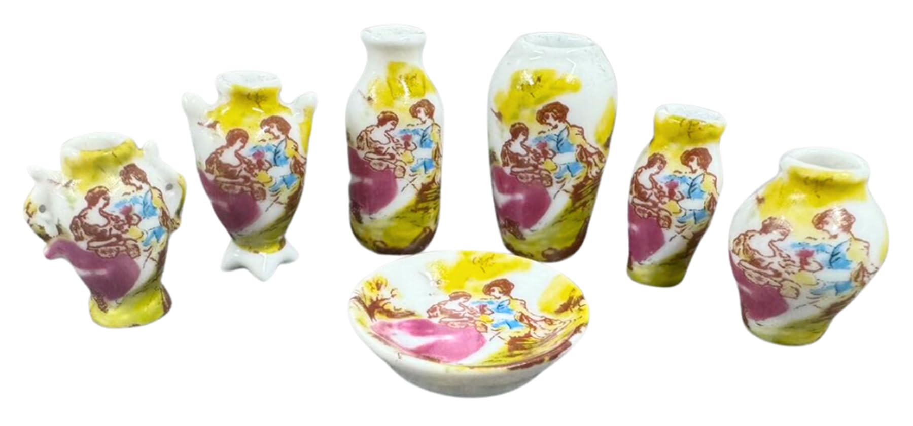 1:12 Scale Georgian Couple Design Dollhouse Vase & Bowl Set - Miniature Ornament for Melody Jane Dollhouses | Perfect for Victorian Era Displays, Dollhouse Accessories & Collectors