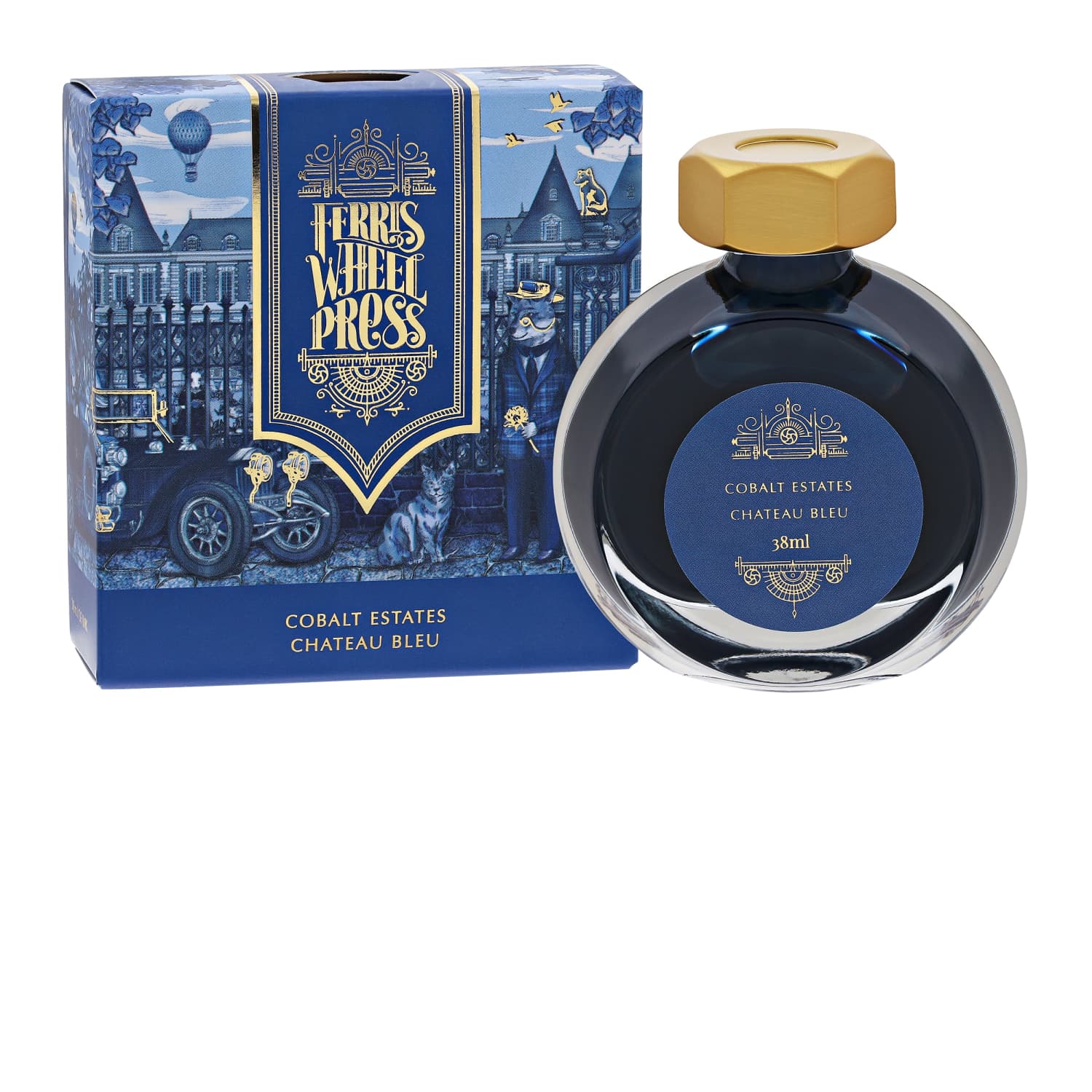 Ferris Wheel Press Cobalt Estates Fountain Pen Ink - 38ml Bottle for Calligraphy, Journaling & Artistic Writing