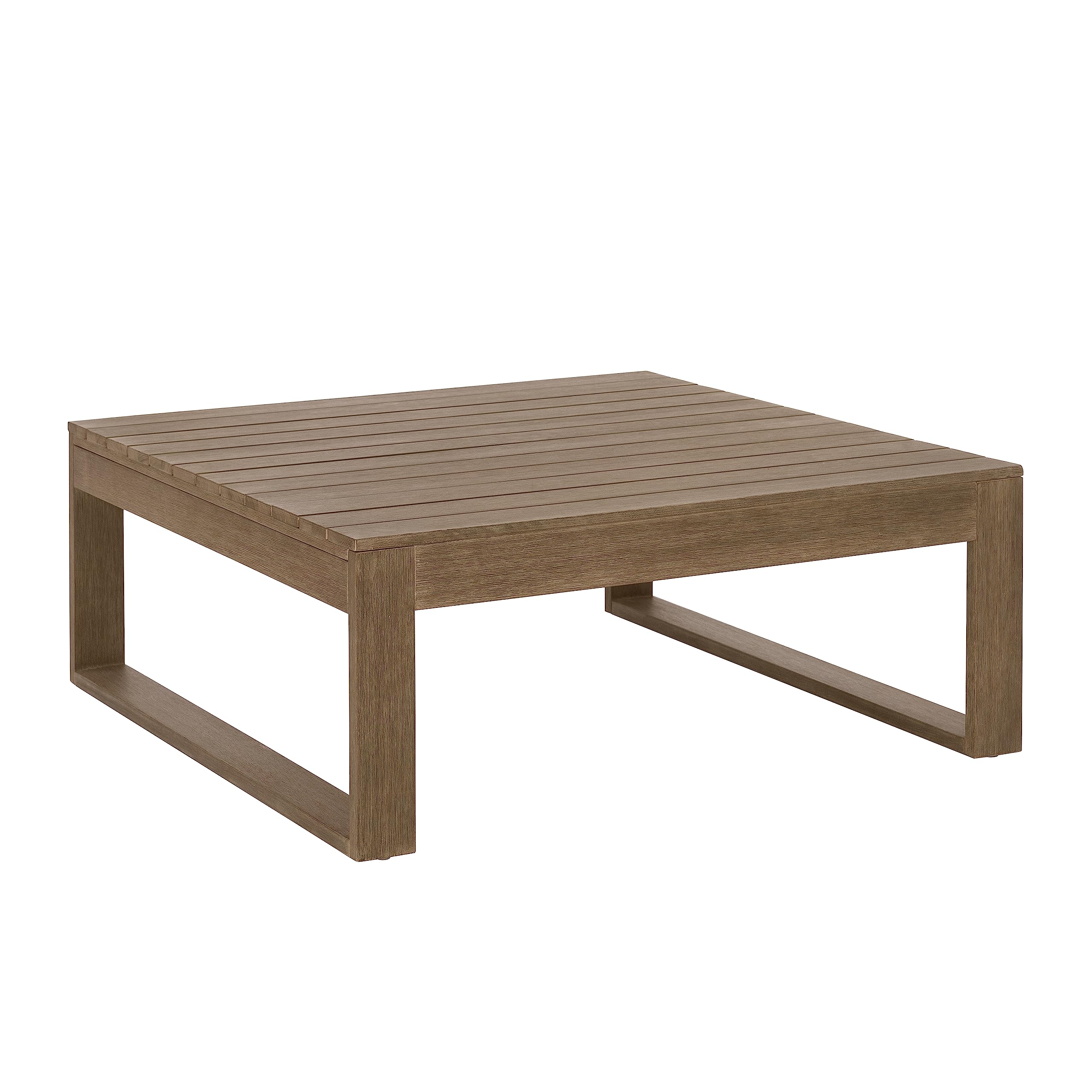Linon Natural Silas Oversized Eucalyptus Outdoor Coffee Table - Weather-Resistant Patio Furniture for Garden, Poolside & Backyard Decor