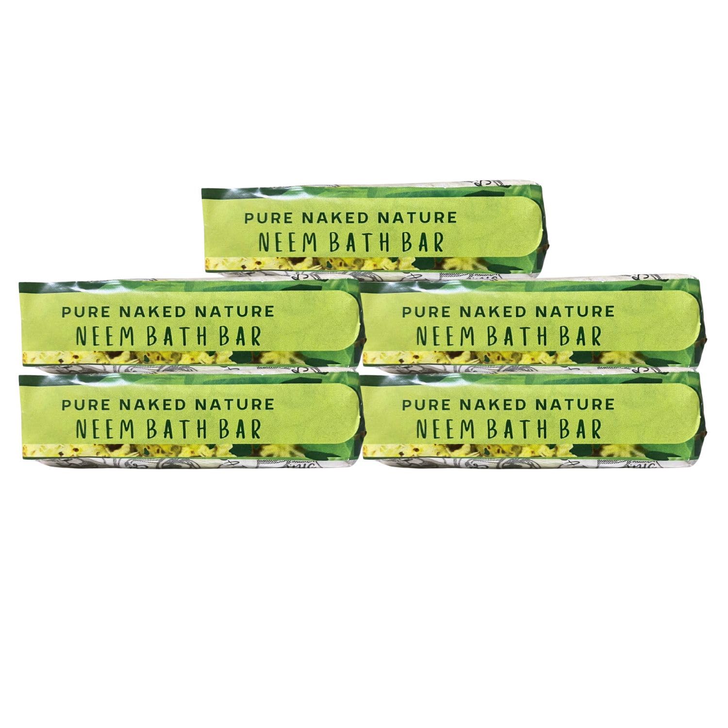 Pure Neem Soap Bar for Dry & Sensitive Skin - 88g (Pack of 5) | 100% Natural, Handmade Cold Process Soap | Biodegradable, Eco-Friendly, Rainforest Safe | Ideal for Daily Skincare, Bath & Shower