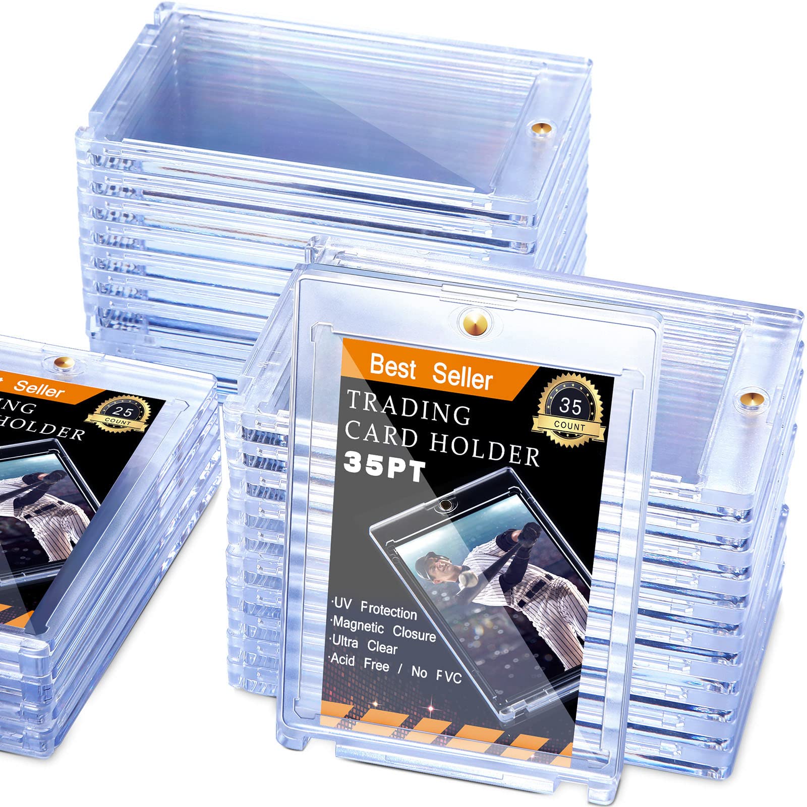 35PT Magnetic Card Holders - Premium Trading Card Protectors for Baseball, Sports & Game Cards - Secure Display Sleeves (35 Pieces) - Perfect for Collectors, Tournaments & Home Showcases