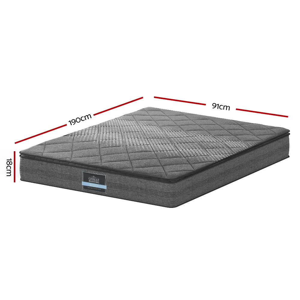 Ella Series 18CM Thick Pillow Top Mattress - Single Size, Medium Firm Support for Back Pain Relief, Perfect for Guest Rooms, Dormitories & Small Bedrooms