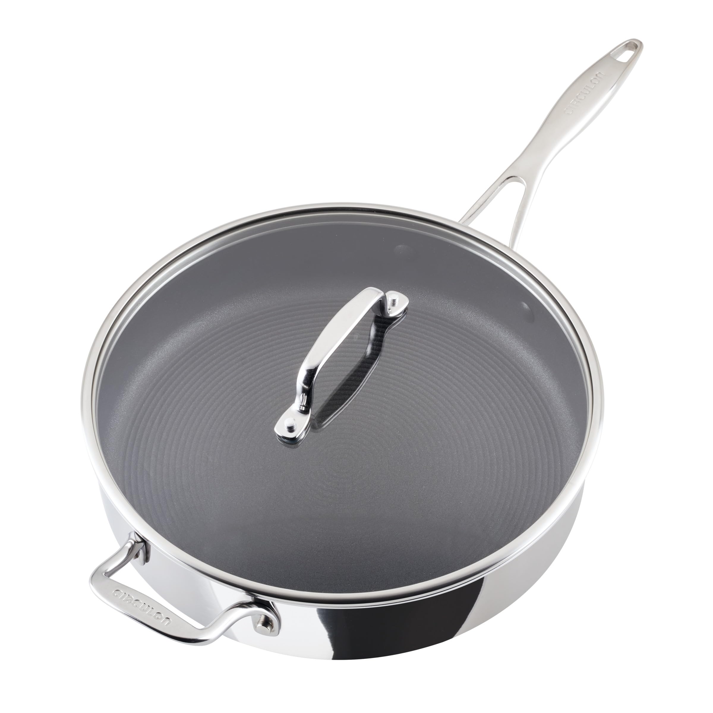 Circulon C1 Series 5-Quart Stainless Steel Nonstick Saute Pan with Lid – Induction Compatible, ScratchDefense Technology, Metal Utensil Safe – Perfect for Searing, Stir-Frying & Everyday Cooking