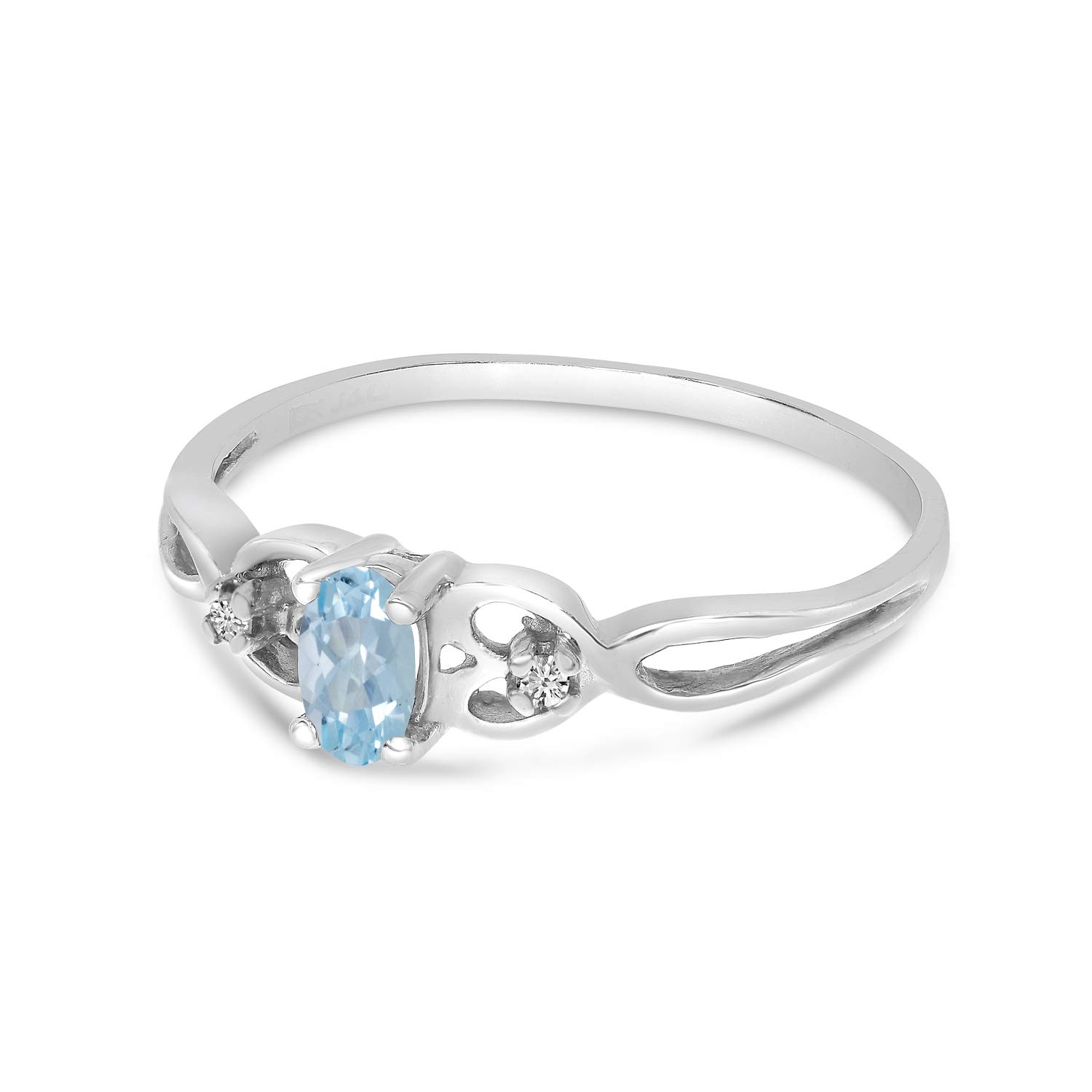 10K White Gold Oval Aquamarine and Diamond Engagement Ring for Women - Elegant Wedding, Anniversary, or Promise Jewelry Gift