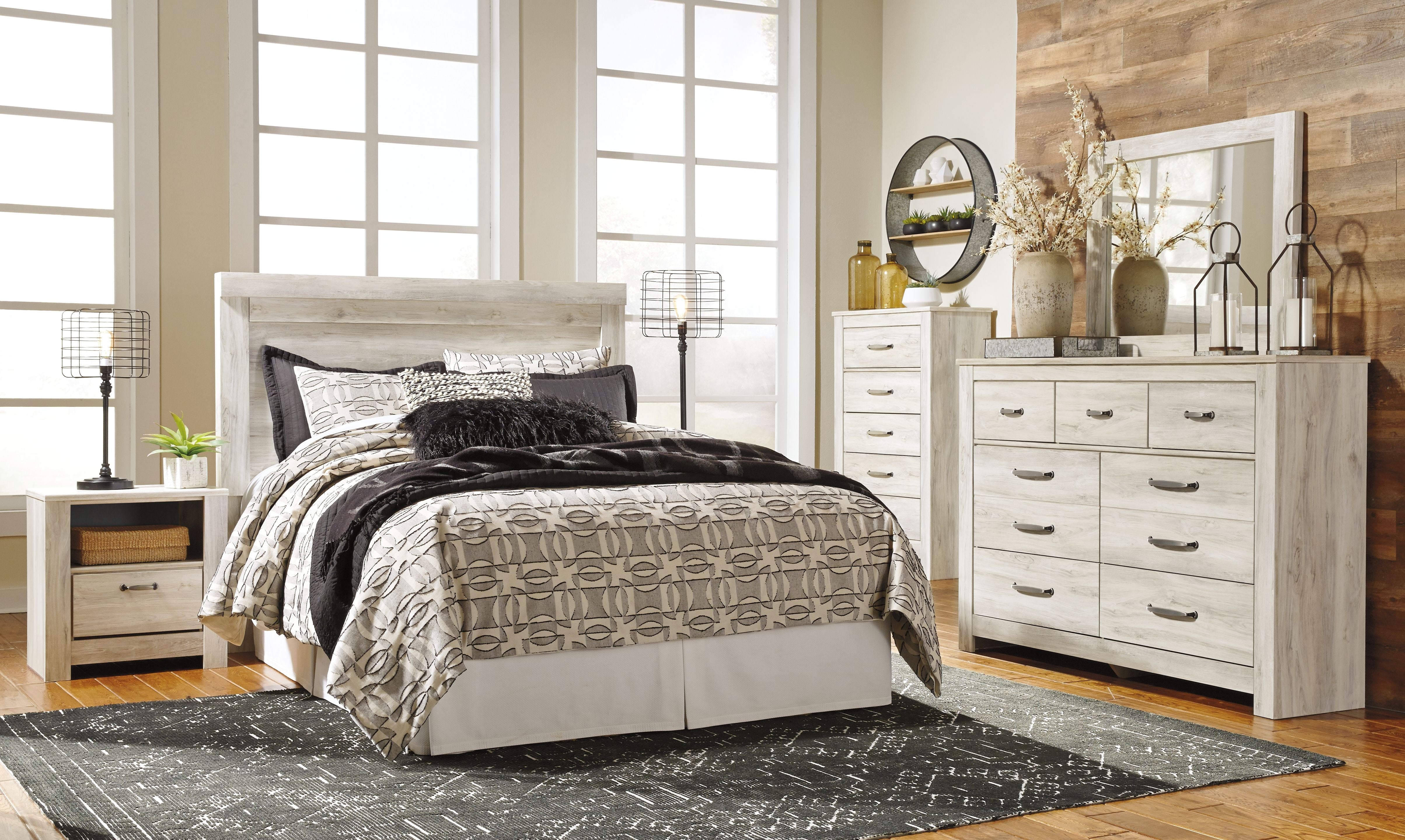 Bellaby Dresser Set with Mirror and Panel Headboard - Modern Bedroom Furniture for Home Decor & Organization | Perfect for Master Bedroom, Guest Room, or Apartment