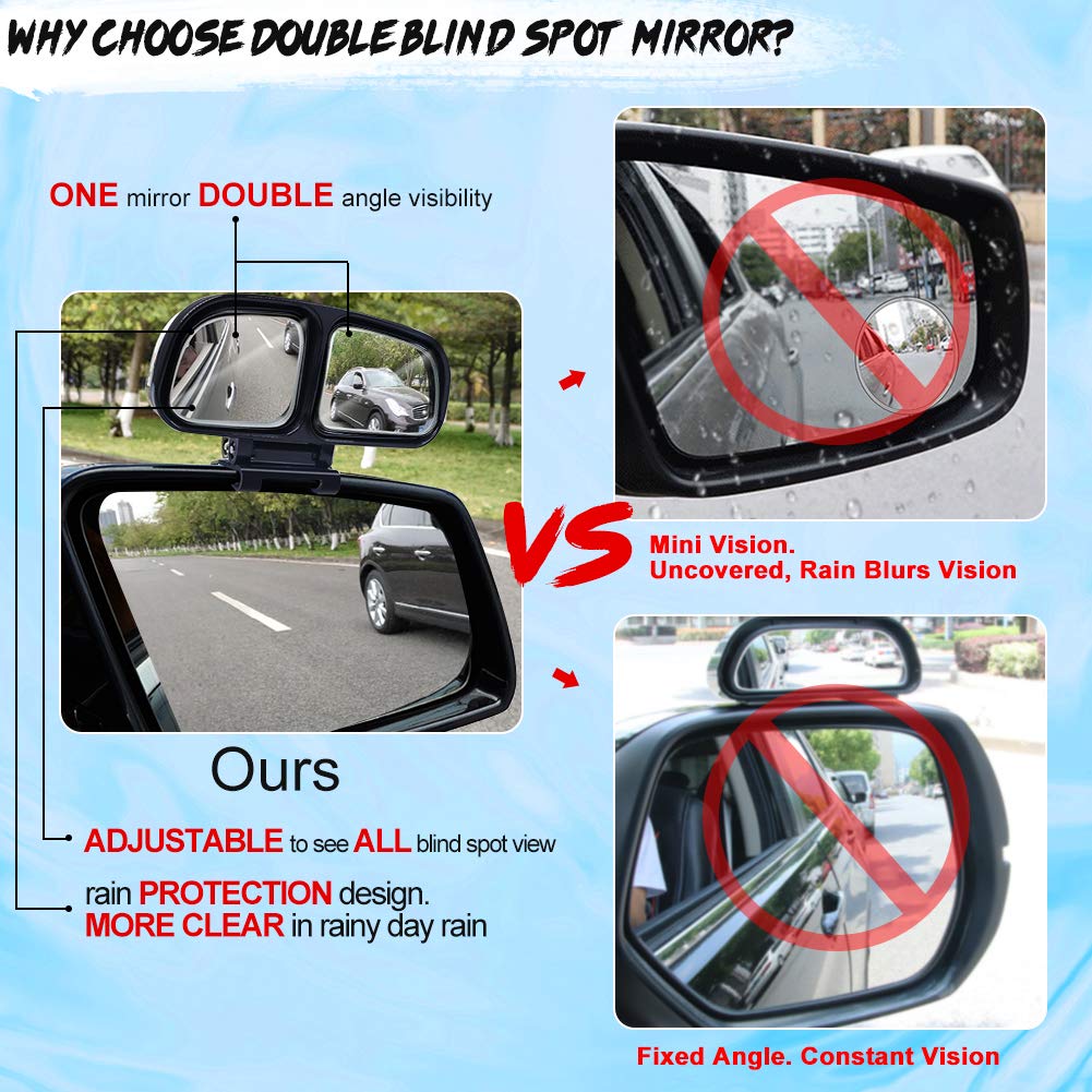 Universal Blind Spot Mirror for Cars & Trucks - Adjustable Left/Right Wide Angle Rearview Mirror, Black - Enhances Safety for Parking, Lane Changes & Reversing