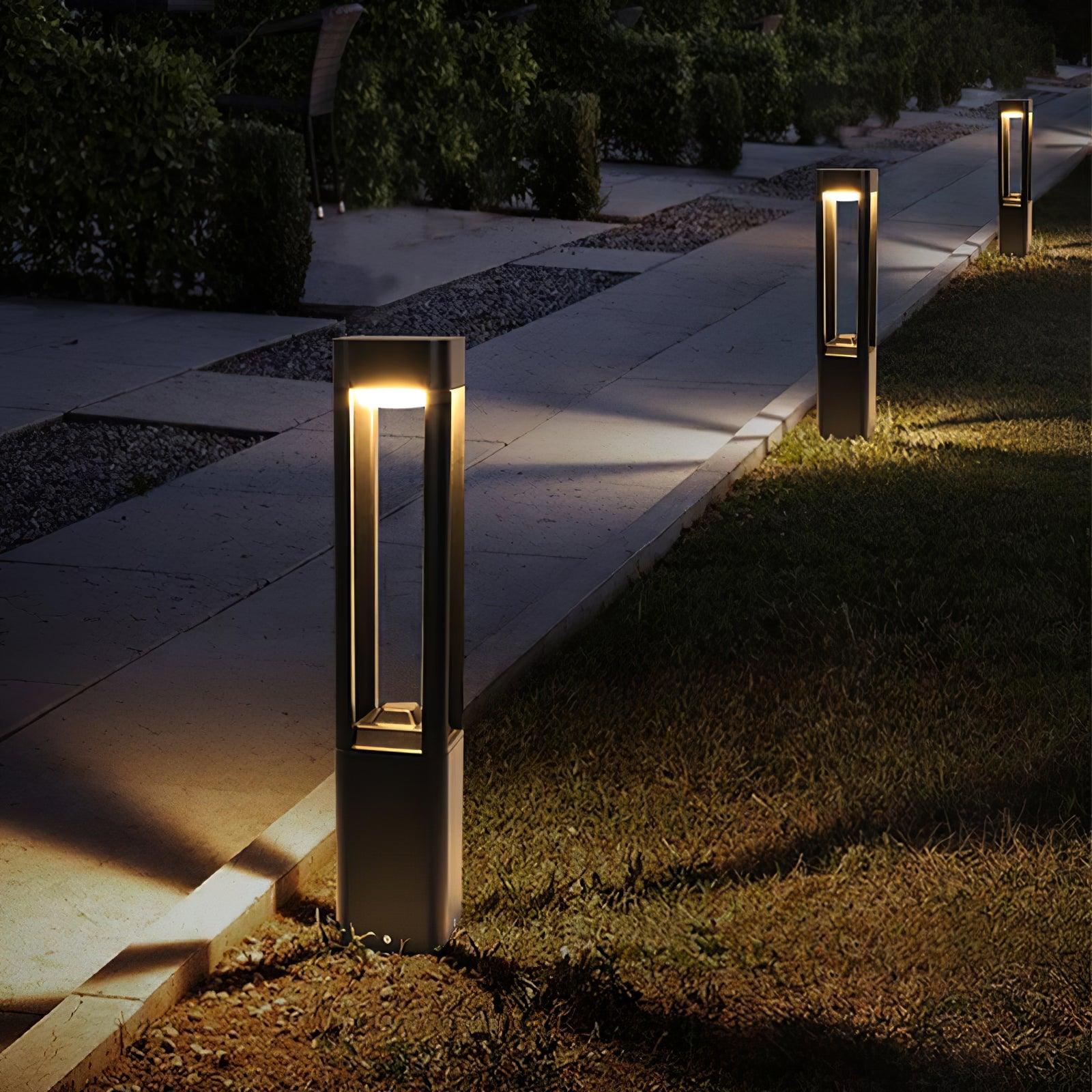 Modern Rectangular LED Garden Light - Outdoor Landscape Lighting for Pathways, Patios, and Gardens - Weatherproof Solar Powered Column Light for Home & Yard Decor