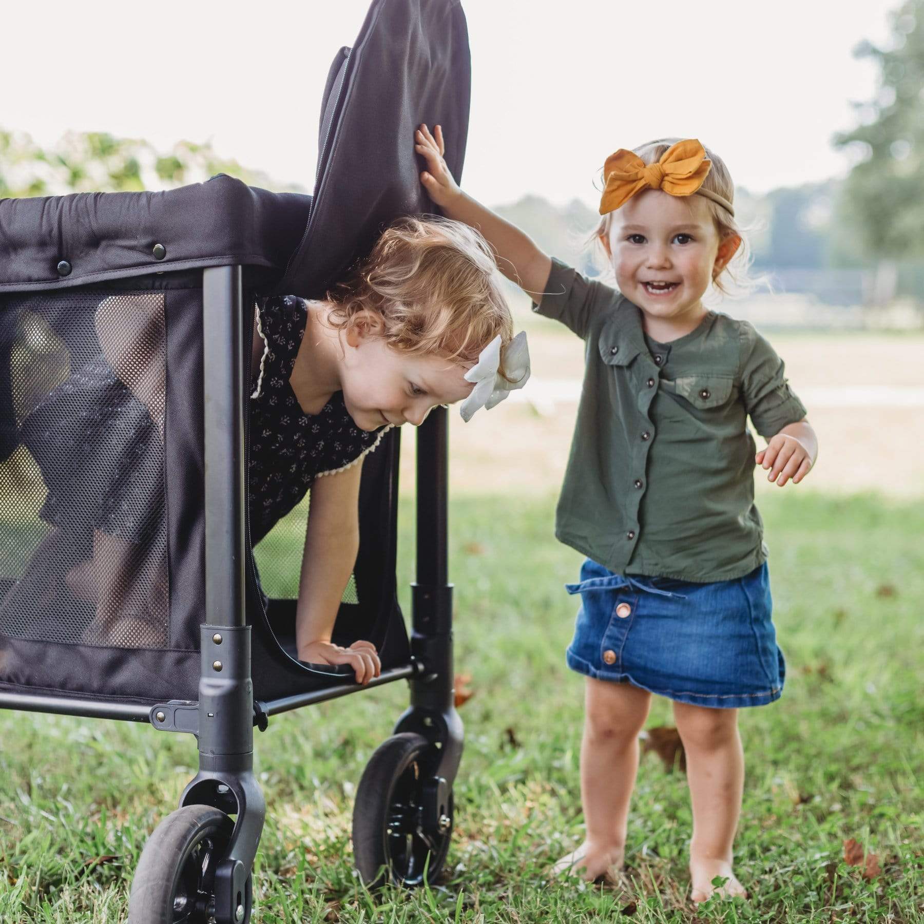 Wonderfold W2 4-in-1 Double Baby Stroller Wagon with Canopy & Storage - Perfect for Beach, Park, and Family Outings