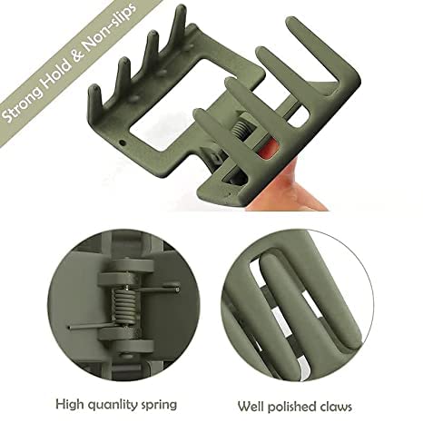 Stylish & Secure Matte Hair Claw Clips for Thick Hair - 4 Pack Square Hair Clips for Women | Perfect for Ponytails, Buns & Everyday Hairstyles