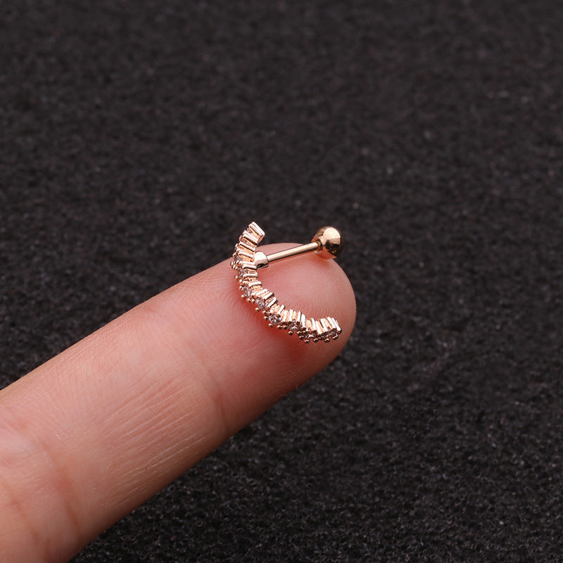 20G Silver Pave Conch Huggie Hoop Earrings for Women | HSPJ1939 | Perfect for Everyday Wear, Parties & Special Occasions