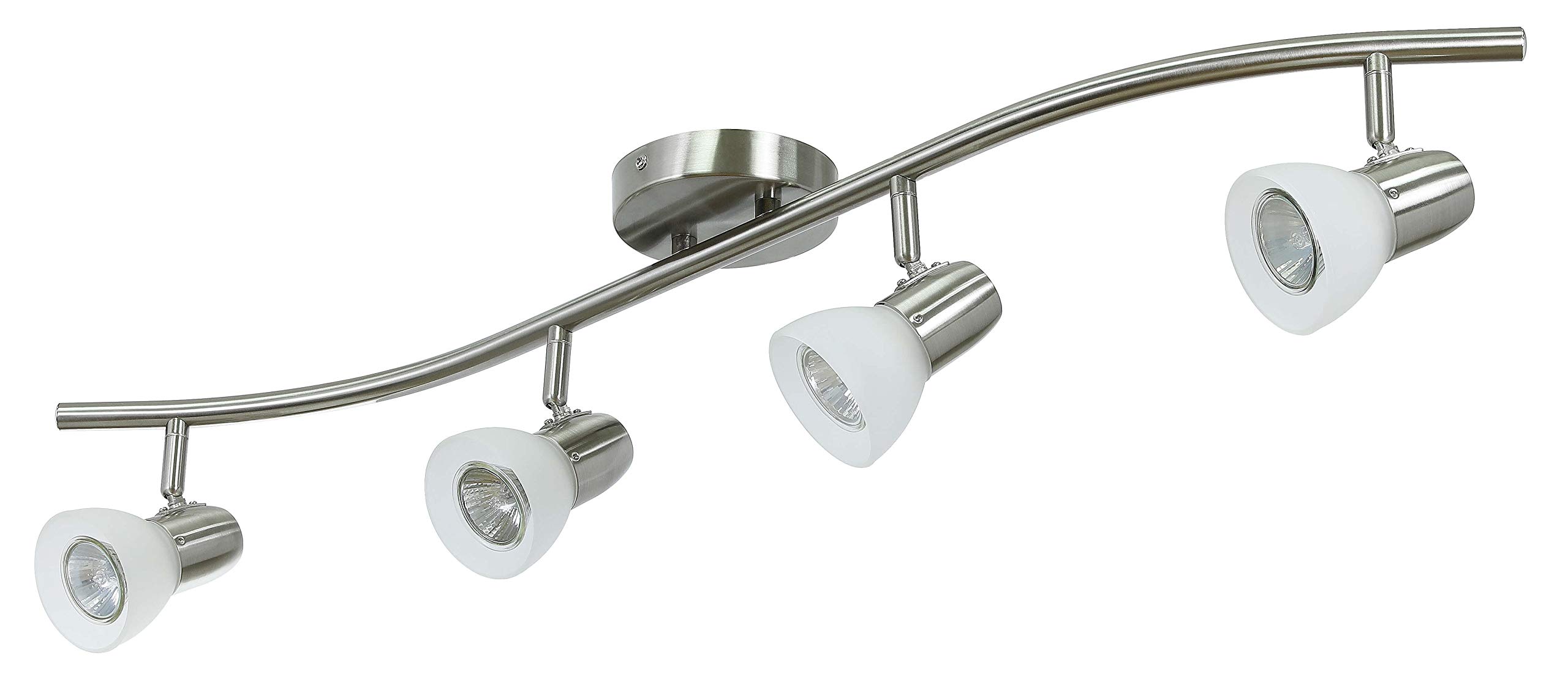 XiNBEi Modern S-Shaped Track Lighting Kit - 4 Light Brushed Nickel Ceiling Fixture for Kitchen, Dining Room & Living Room | Adjustable Spotlights for Home Decor & Accent Lighting (Model XB-TR1223-4-BN)