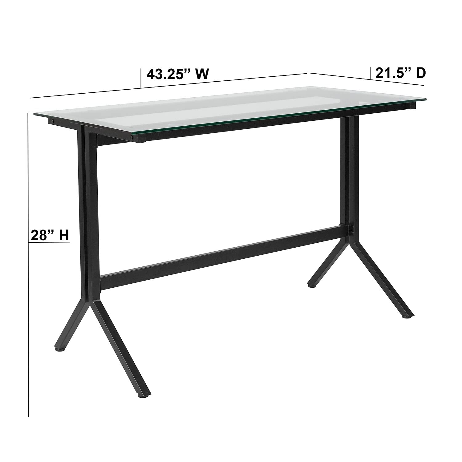 Flash Furniture Highland Collection Glass Computer Desk with Black Metal Frame - Modern Home Office Desk for Work, Study & Gaming - Perfect for Small Spaces & Apartments