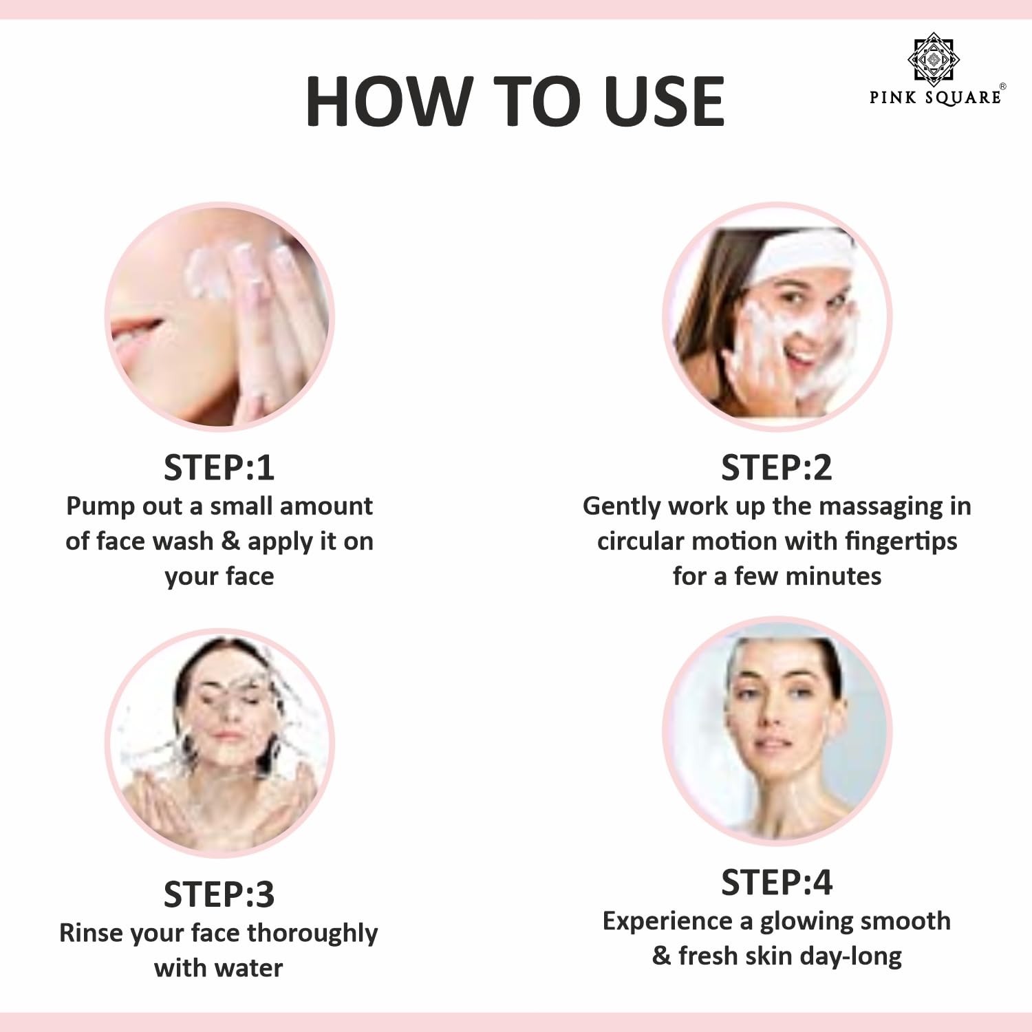Pink Square Gold Kesar Face Wash with Golden Essence & Saffron Extract - Brightening & Illuminating Facial Cleanser | Silicone-Free, Paraben-Free, No Toxic Chemicals | 100ml | Perfect for Morning & Night Skincare Routine
