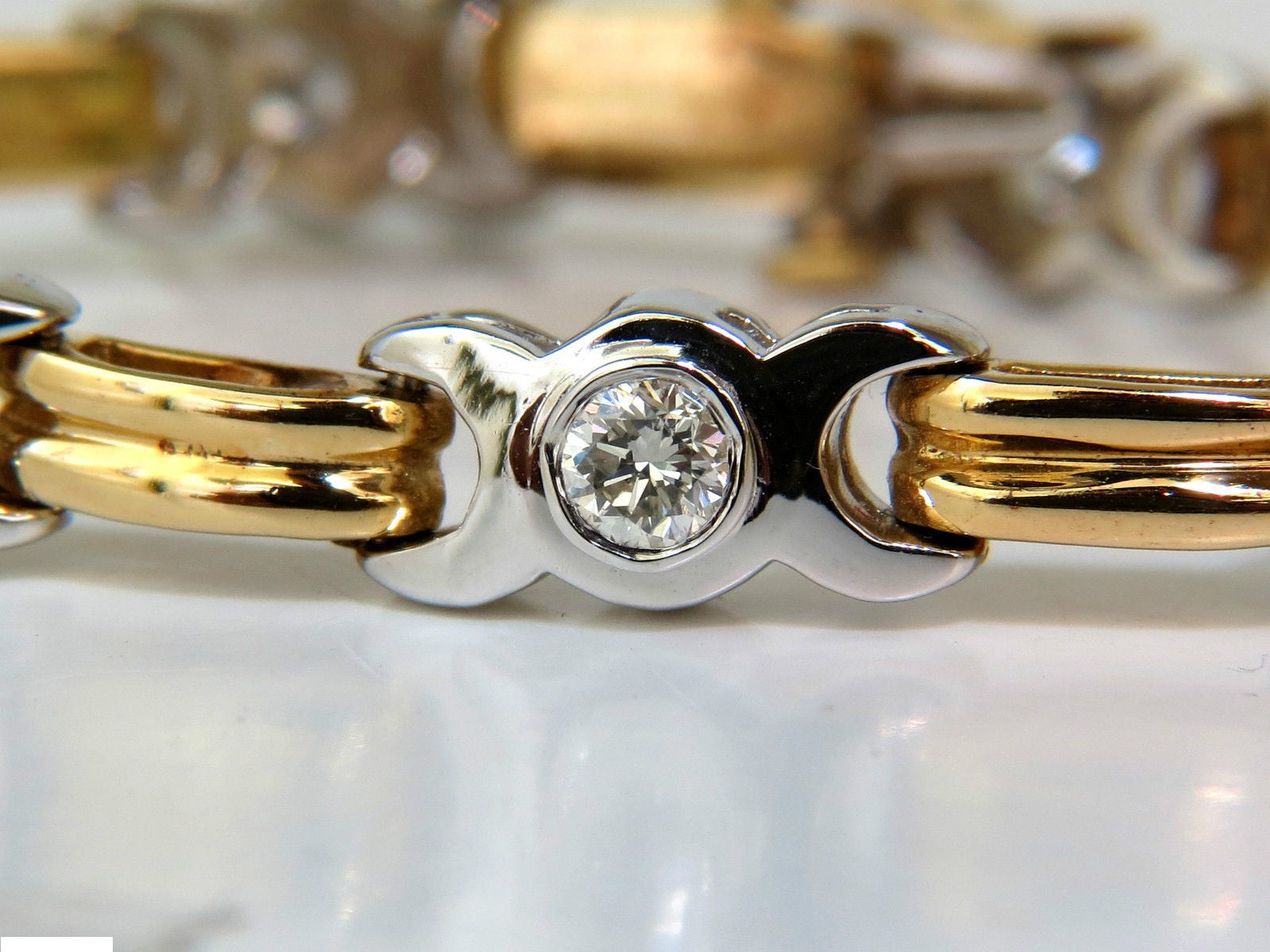 2.00 Carat Diamond Bezel Link Bracelet - G/VS2 Quality - 14K Two-Tone Gold (White & Yellow) - Perfect for Weddings, Anniversaries & Special Occasions