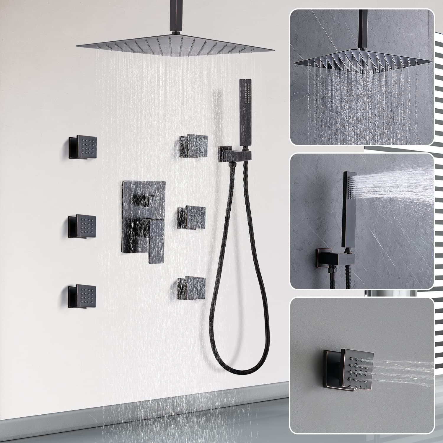 Enga Rainfall Shower System with 6 Body Jets - 12