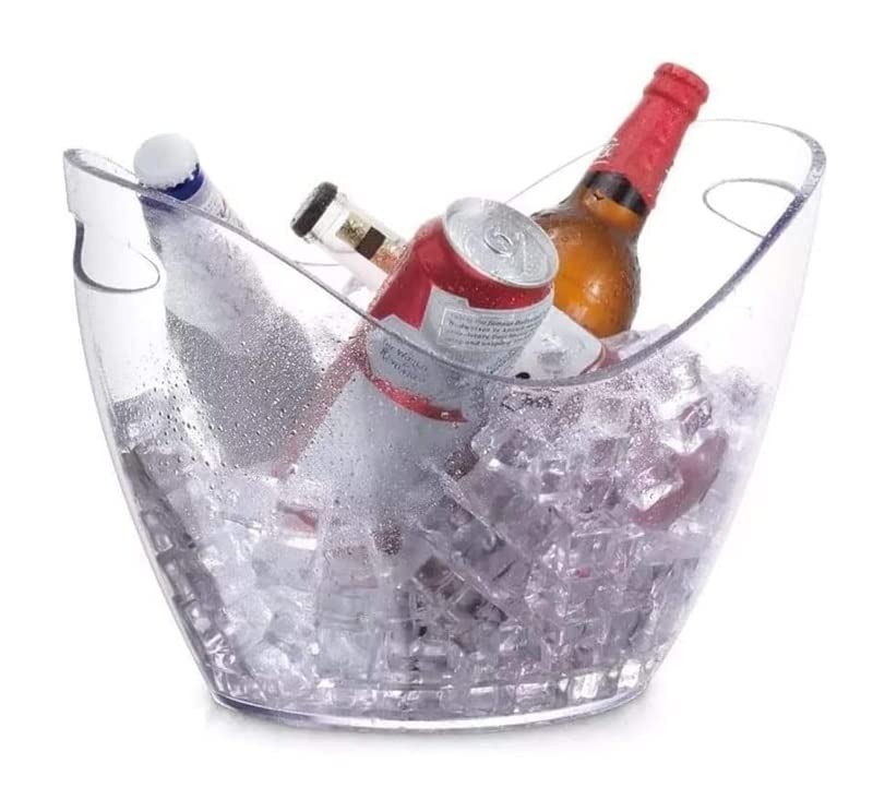 8L Transparent Ice Bucket for Beer, Wine & Champagne - Insulated Drink Cooler with Lid for Kitchen, Party, Outdoor BBQ & Poolside Entertaining