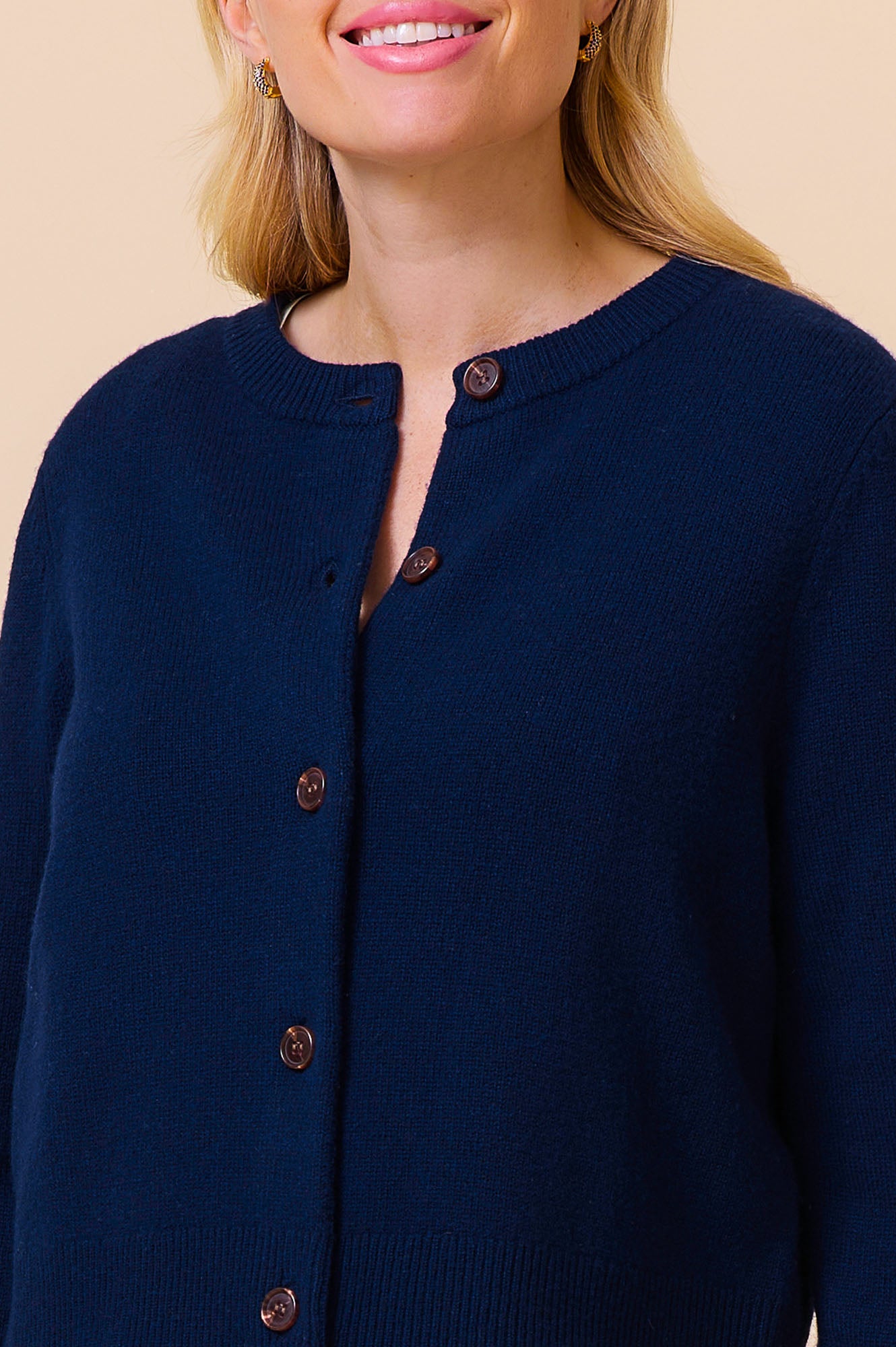 Premium Merino Wool Brittany Cardigan for Women - Soft & Warm Navy Blue Sweater - Perfect for Fall, Winter & Cozy Evenings