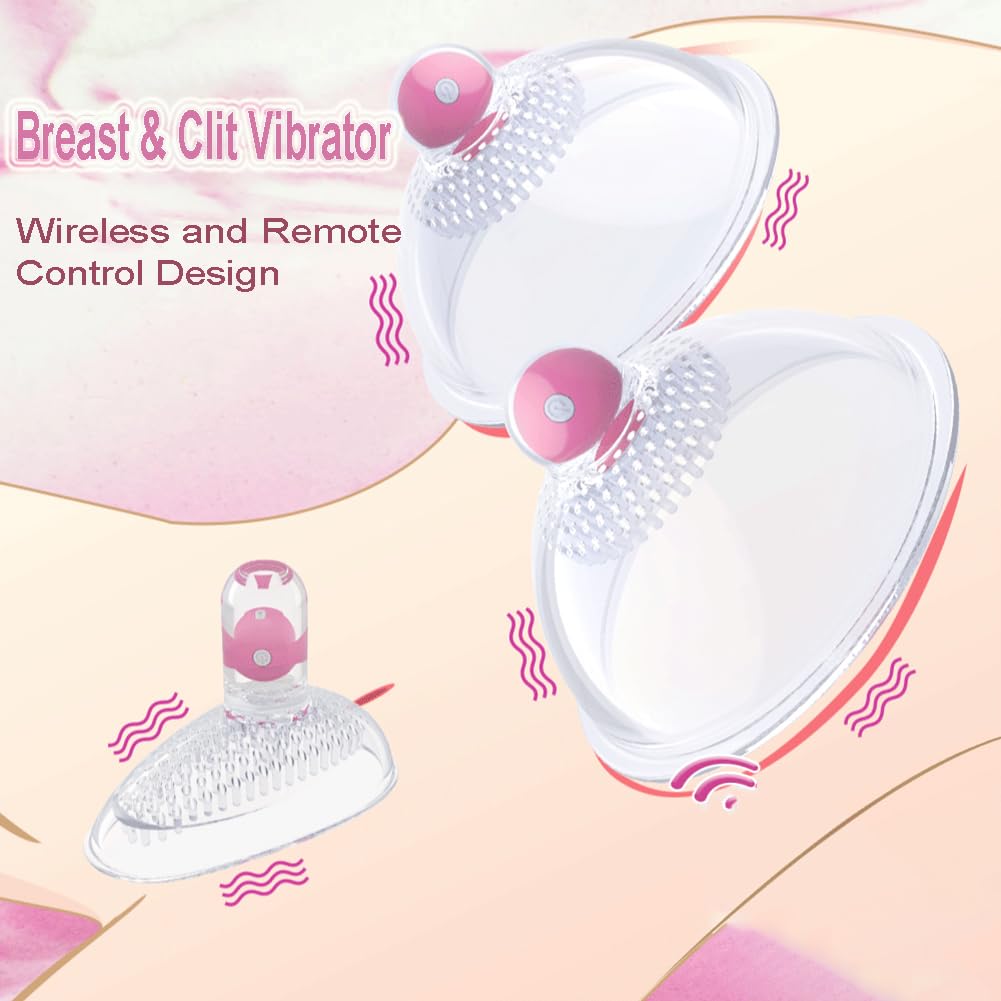 3-in-1 Rechargeable Nipple Vibrator & Clit Sucker - Pink Adult Sex Toy for Women & Couples | Nipple Stimulator, Sucking Massager with Vibrating Clamps | Perfect for Foreplay, Sensual Play & Couples Intimacy