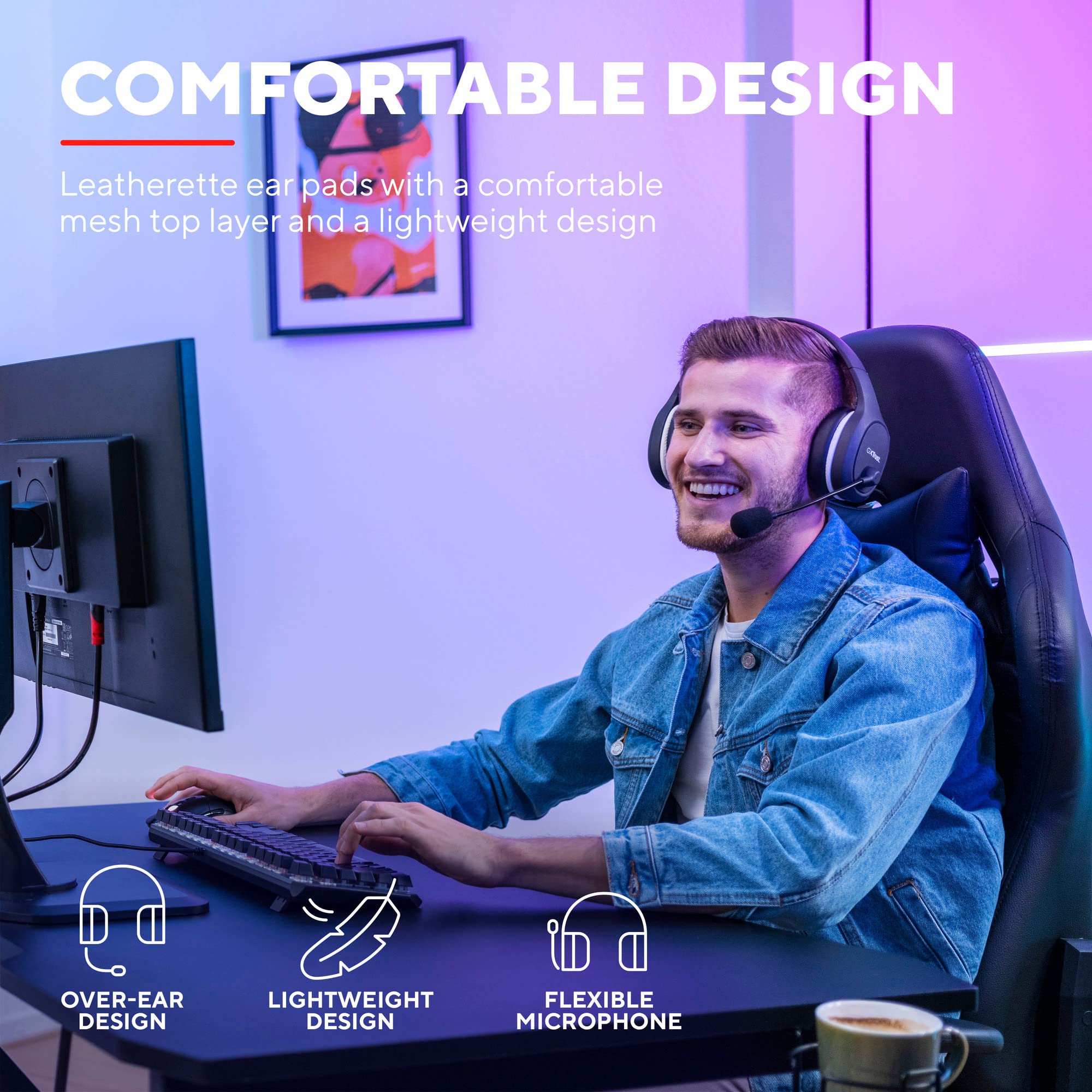 Trust Gaming GXT 391 Thian Wireless Gaming Headset for PS5, PS4, PC - 5.8GHz USB Dongle, Over-Ear Design, Rechargeable, Lightweight with Mic - Black | Perfect for Multi-Platform Gaming, Streaming & Online Meetings