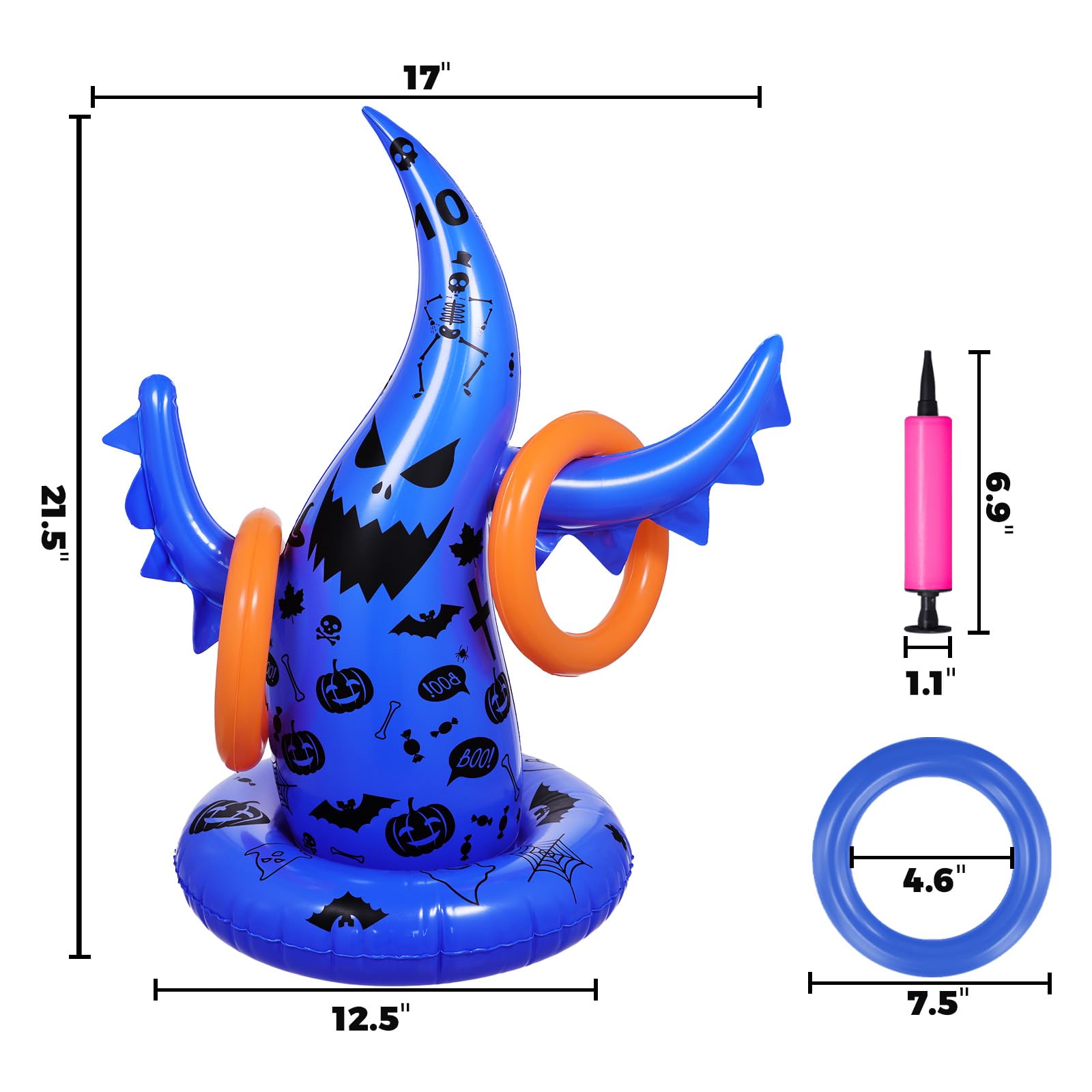 Halloween Ring Toss Game Set - 5 Pack Inflatable Ghost & Witch Hat Toss Games for Kids, Perfect for School Parties, Carnival Events & Indoor/Outdoor Halloween Activities - Fun Halloween Party Supplies & Favor Ideas