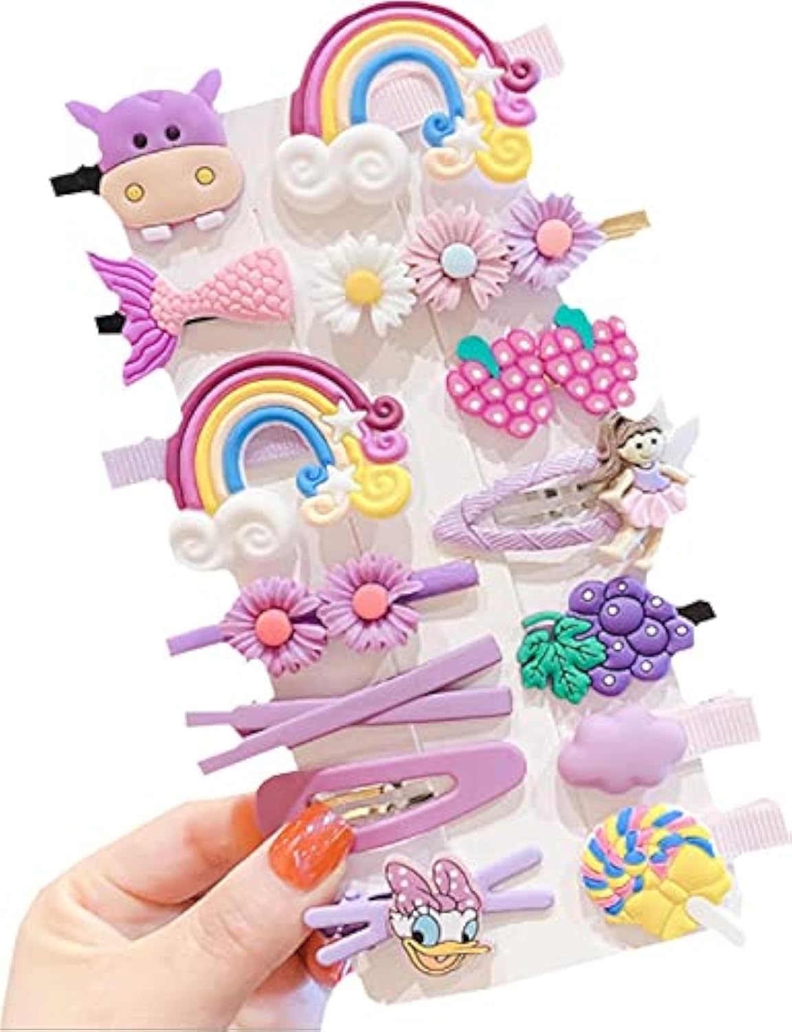 FAMEZA 10 Pcs Rainbow Hair Clips with Pearl Accents - Fashion Hair Accessories for Women & Girls - Styling Tools for Curly, Straight & Wavy Hair - Purple Hair Clips Set (10 Pack) - Perfect for Parties, Weddings & Everyday Wear