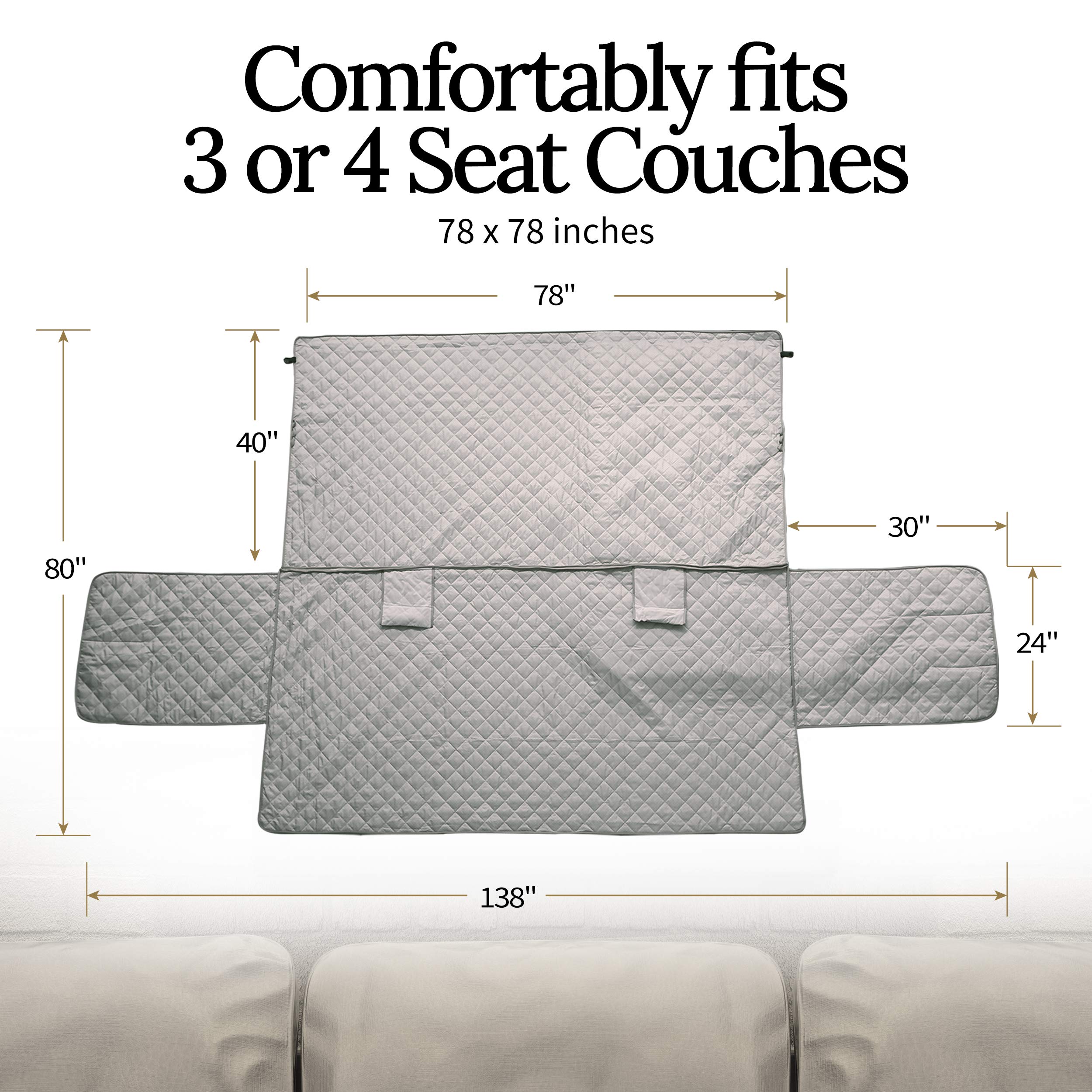 Premium Waterproof Dog Sofa Cover - Luxe Velvet Pet Furniture Protector with Non-Slip Bottom & 5 Pockets | Machine Washable, Adjustable Anchors | Perfect for Living Room, Bedroom & Pet-Friendly Homes