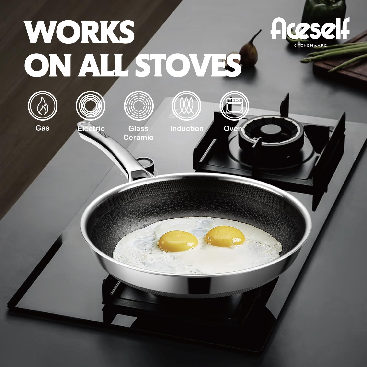 10 Inch Non Stick Frying Pan - PFOA Free Hybrid Skillet for Induction, Ceramic & Gas Cooktops | Dishwasher & Oven Safe Stainless Steel Cookware - Perfect for Sautéing, Frying & Everyday Cooking