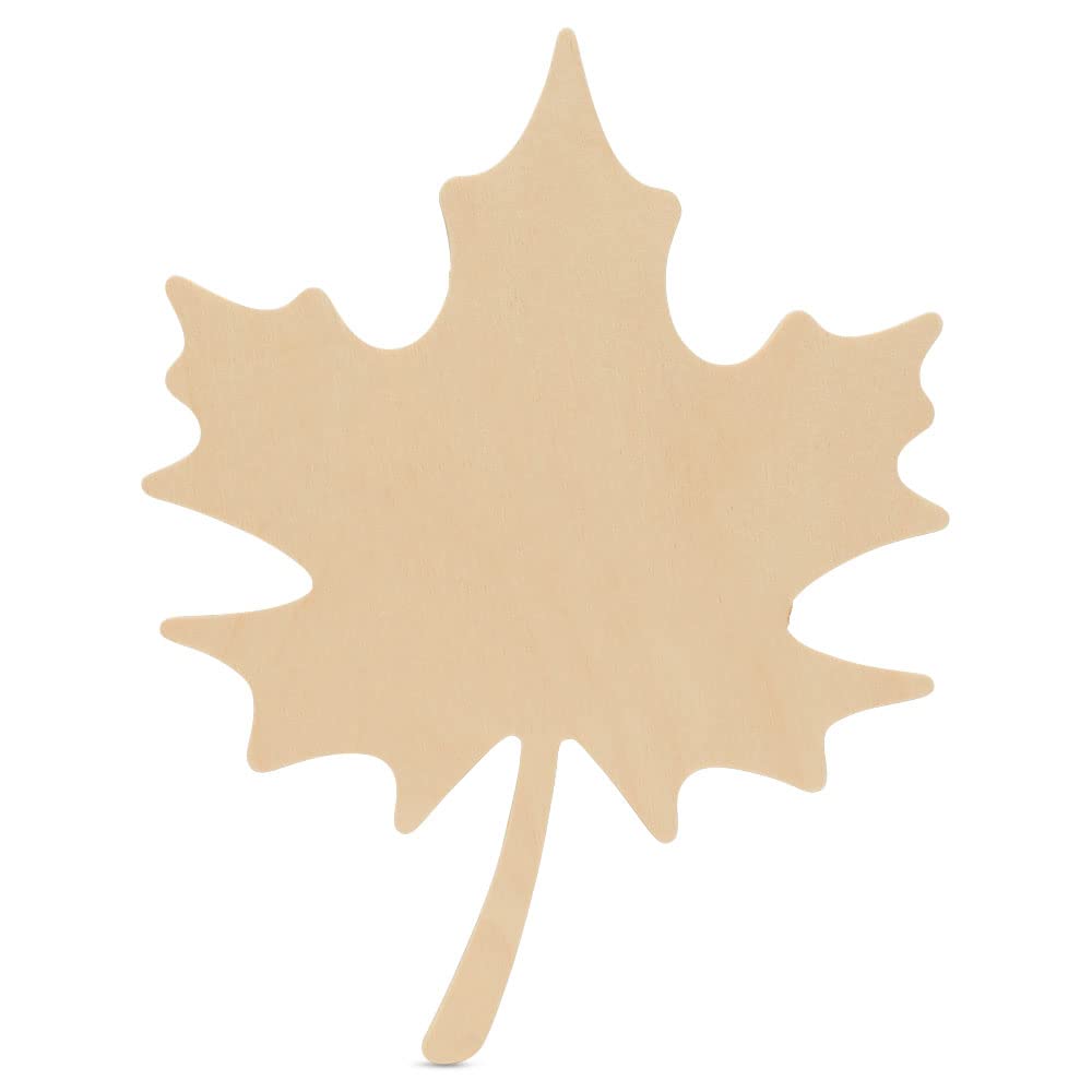 50 Pack Unfinished Maple Leaf Wood Cutouts 8x6 Inch - DIY Painting Craft Supplies for Fall Decor, Thanksgiving Party, Home Display & Seasonal DIY Projects
