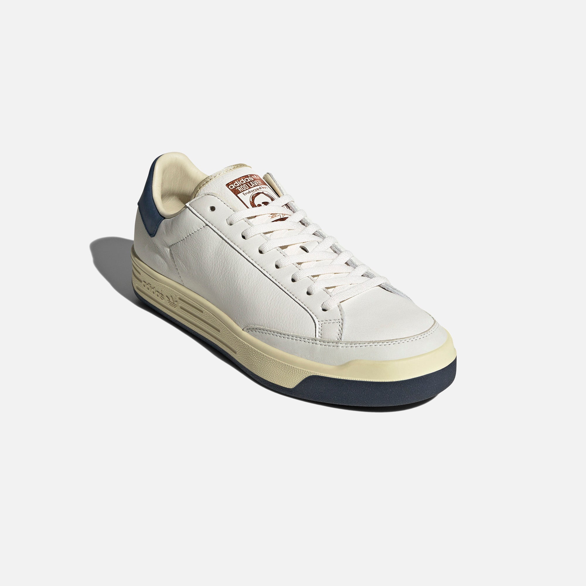 Adidas Consortium Rod Laver Lux Leather Sneakers - White & Collegiate Navy Men's Tennis Shoes | Perfect for Casual Wear, Gym & Street Style Fashion