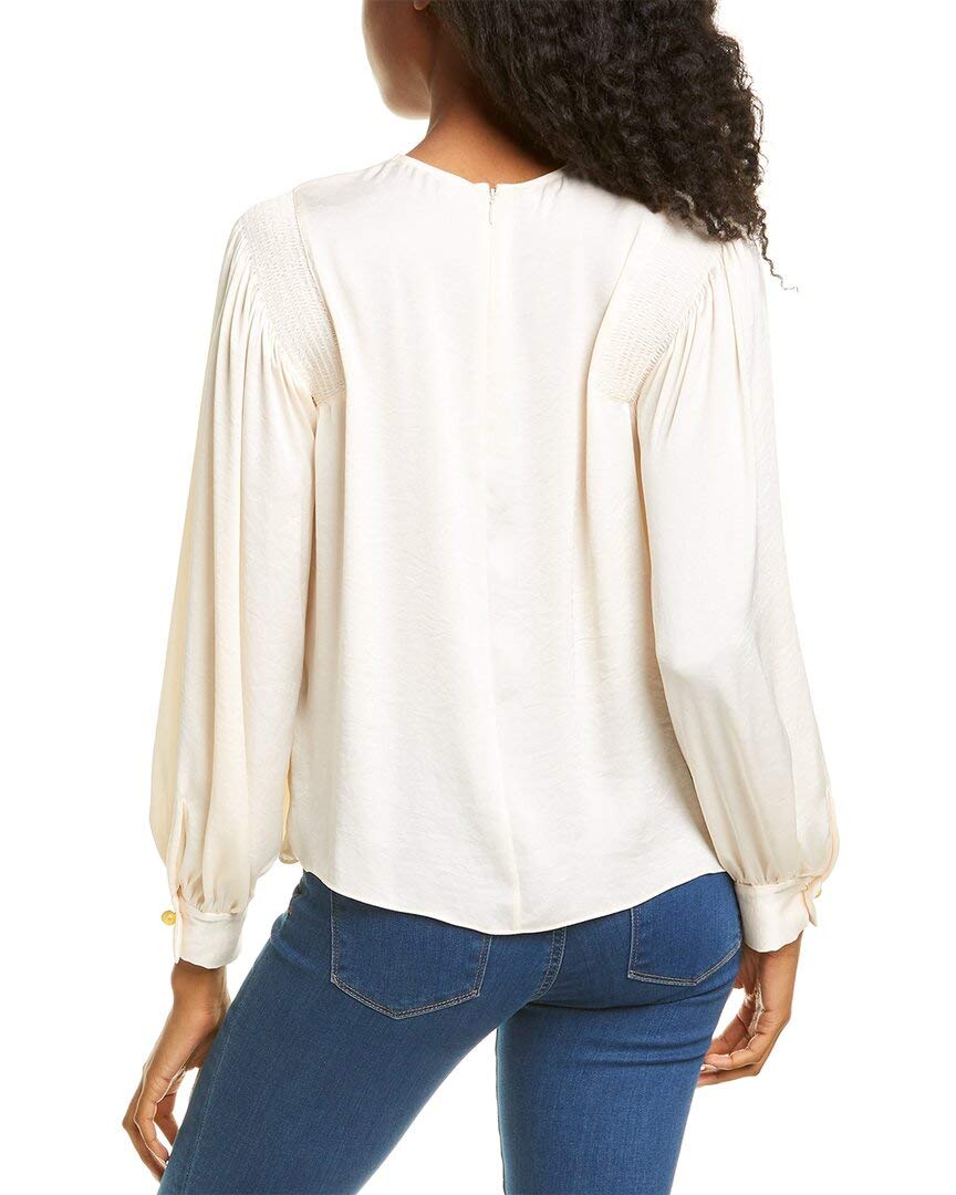 Vince Women's Smocked Long Sleeve Blouse - Elegant Floral Print Top for Work, Date Night & Special Occasions | Comfortable Stretch Fabric for All-Day Wear