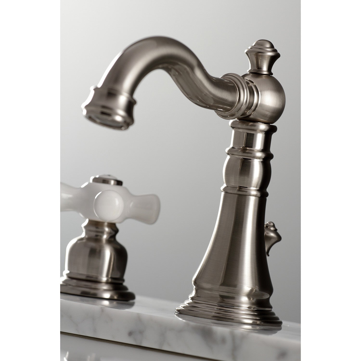 American Classic FSC1978PX Brushed Nickel Widespread Bathroom Faucet - 3 Hole Deck Mount with Pop Up Drain - Perfect for Modern Bathroom Renovations & Home Upgrades