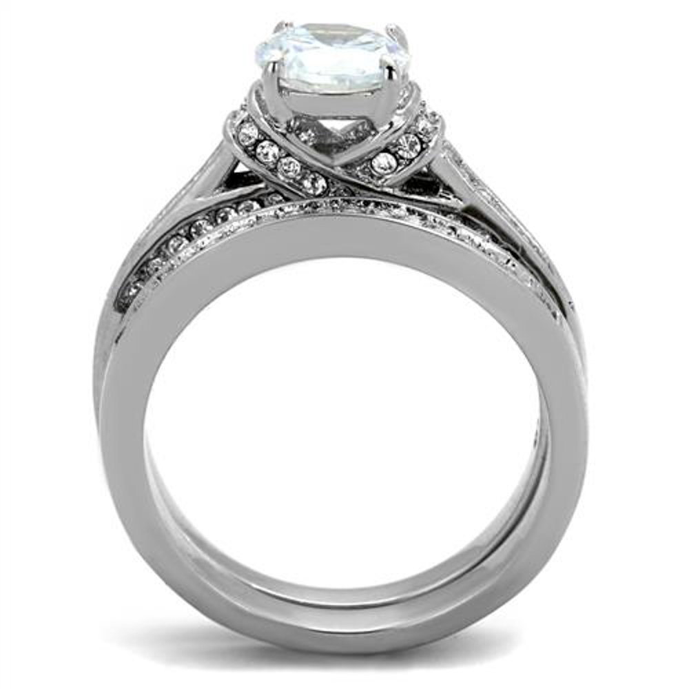 His & Her Stainless Steel Wedding Rings Set with Titanium Band for Couples