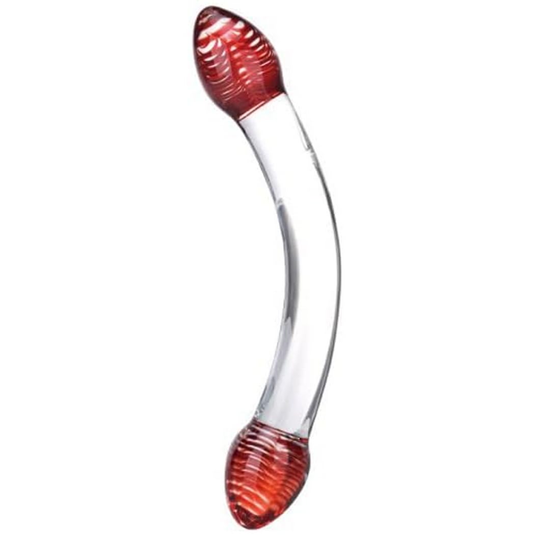Glass Red Head Double Dildo - Dual-Ended Adult Toy for Couples & Solo Play - Perfect for Shared Pleasure & Strap-On Play