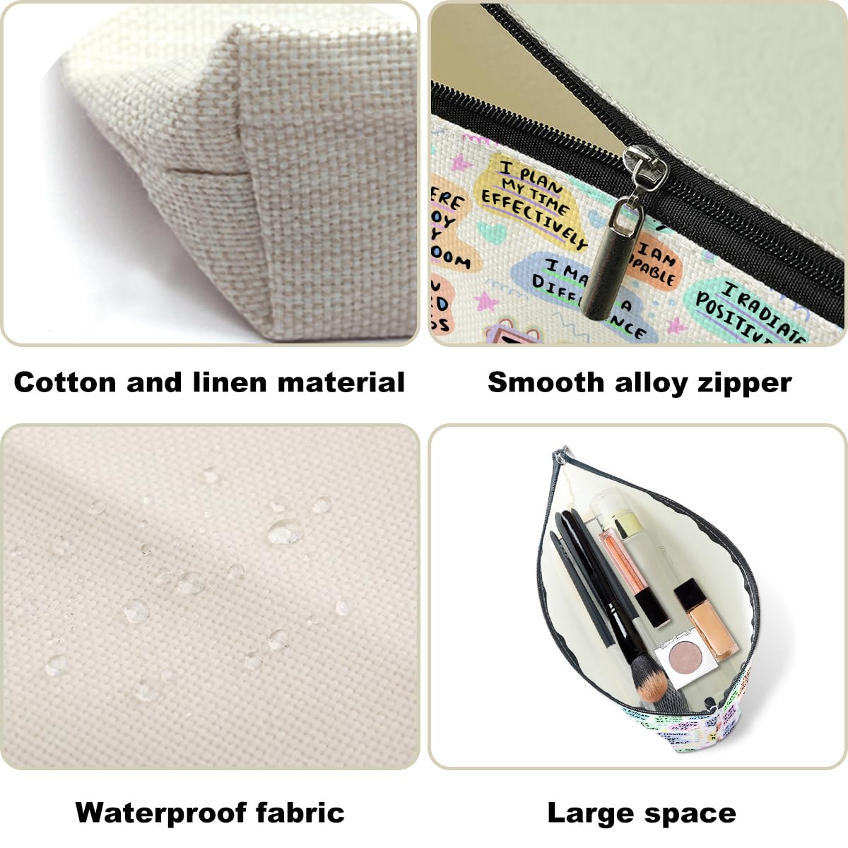 **Inspirational Teacher Gifts - Motivational Cosmetic Makeup Bag for Women, Mentors & Coworkers - Perfect Teacher Appreciation, Retirement, Christmas, Birthday & Valentine's Day Gift - Great for Travel, Work & Daily Use**