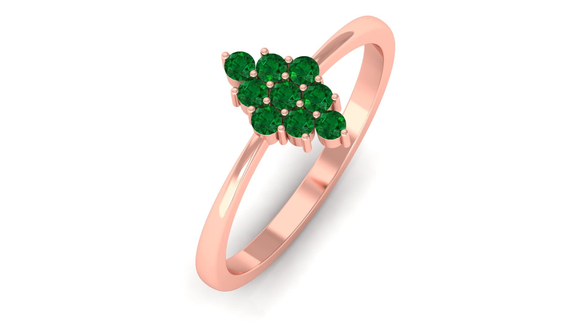1/4 CT Emerald Cluster Ring for Women - 14K Solid Gold May Birthstone Engagement Ring | Elegant Green Gemstone Jewelry for Weddings, Anniversaries & Special Occasions