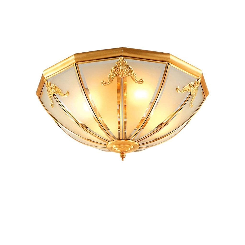 Vintage Copper Round Ceiling Lamp with Glass Shade - Modern Desk & Ceiling Light for Living Room, Bedroom, Study, Balcony, Entrance & Corridor | Energy-Efficient LED Lighting for Home & Office Decor