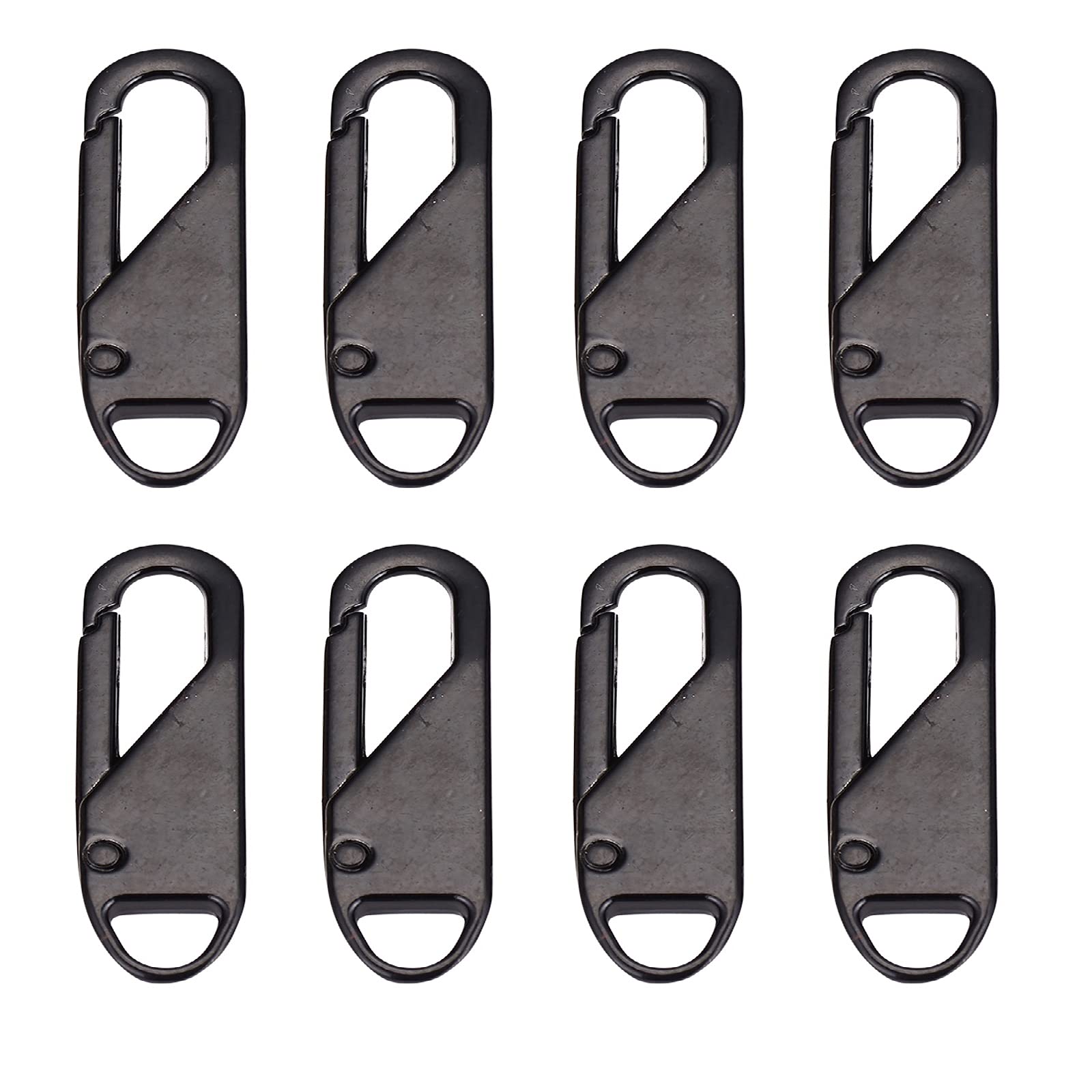 8 Pack Universal Detachable Zipper Puller Set - Metal Replacement Zipper Heads & Tabs for Luggage, Backpacks, Jackets, Bags | Zipper Repair Kit for Easy Fix (Black) - Perfect for Travel, Outdoor Gear & Daily Use
