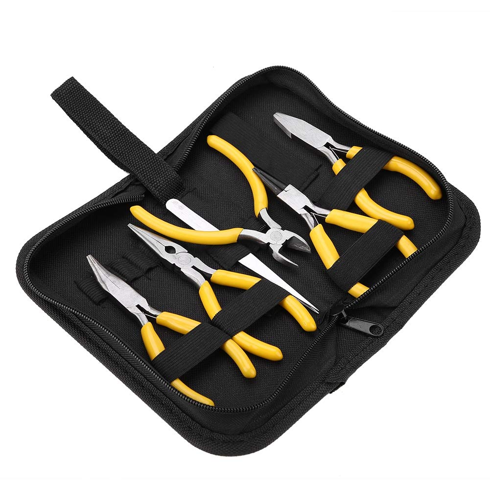 Professional 5-Piece Jewelry Pliers Set - Round Nose, Bent Nose, Needle Nose & Flat Nose Pliers for Jewelry Making, Beading & Repair | Perfect for DIY Crafts, Wire Wrapping & Jewelry Design Projects