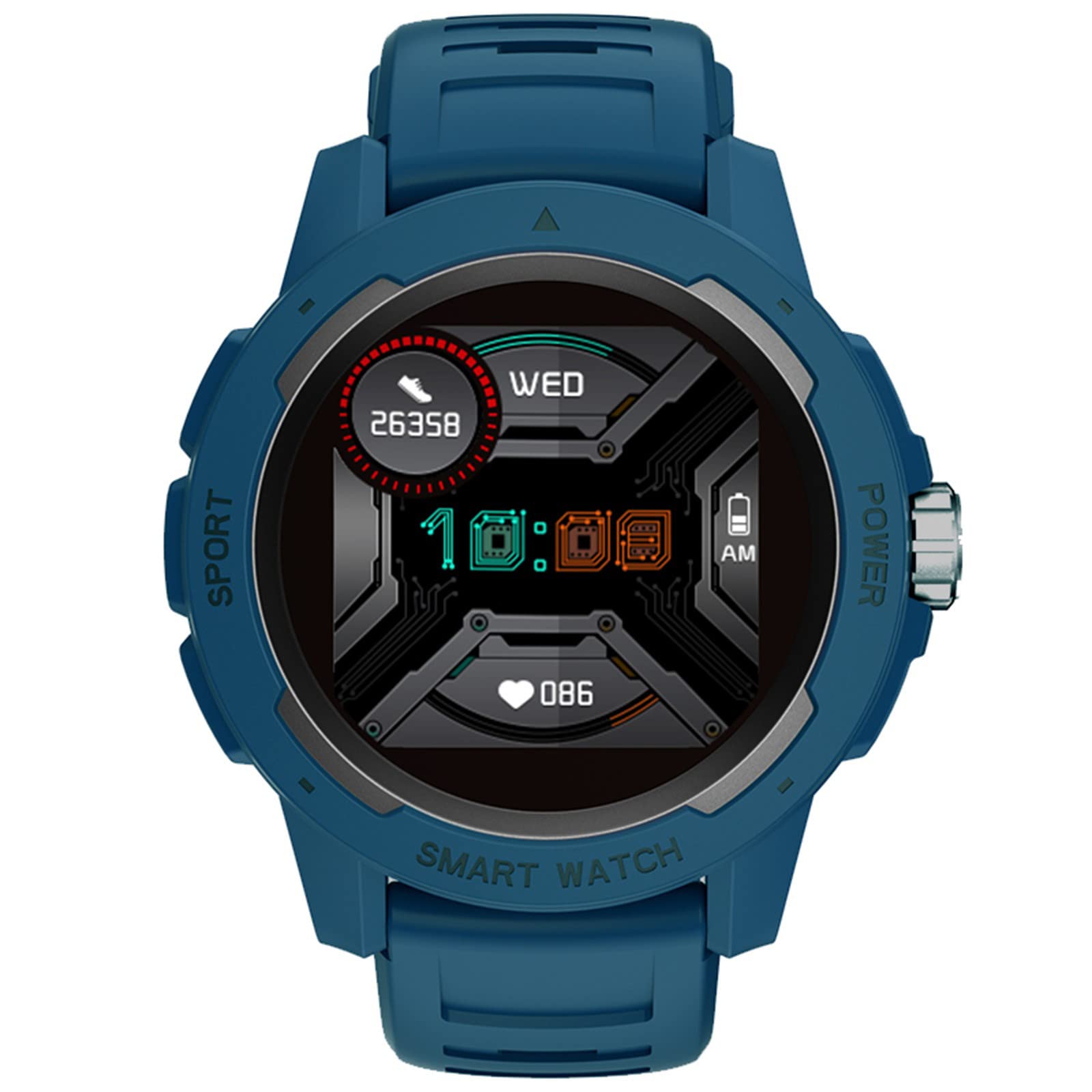 DL6 Men's Sports Smart Watch - Waterproof Fitness Tracker with Heart Rate Monitor, Step Counter, Sleep Tracking - Compatible with Android & iOS Phones - Perfect for Running, Gym Workouts & Outdoor Activities