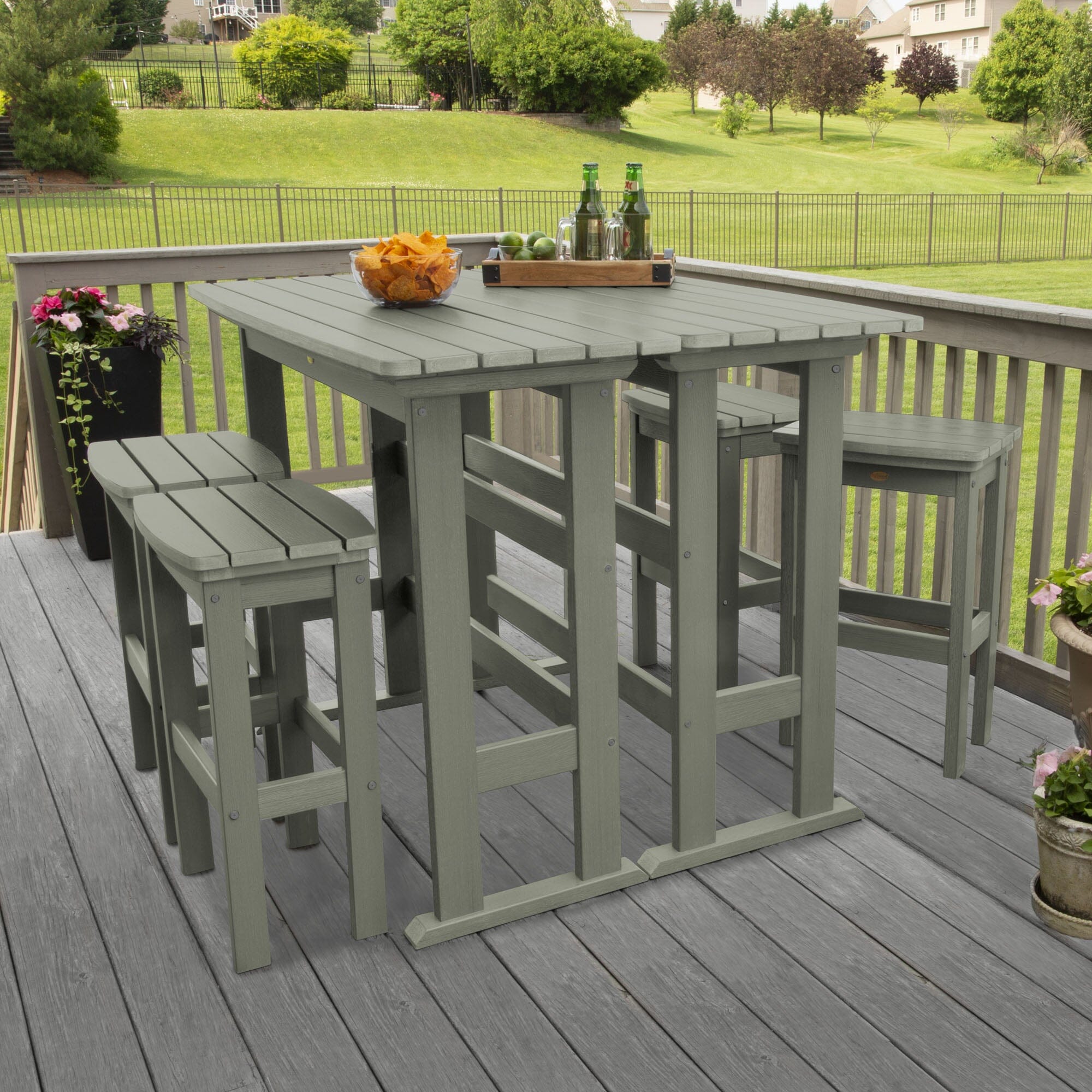 Lehigh 6-Piece Bar Height Balcony Patio Set - Outdoor Dining & Relaxing Furniture for Small Spaces