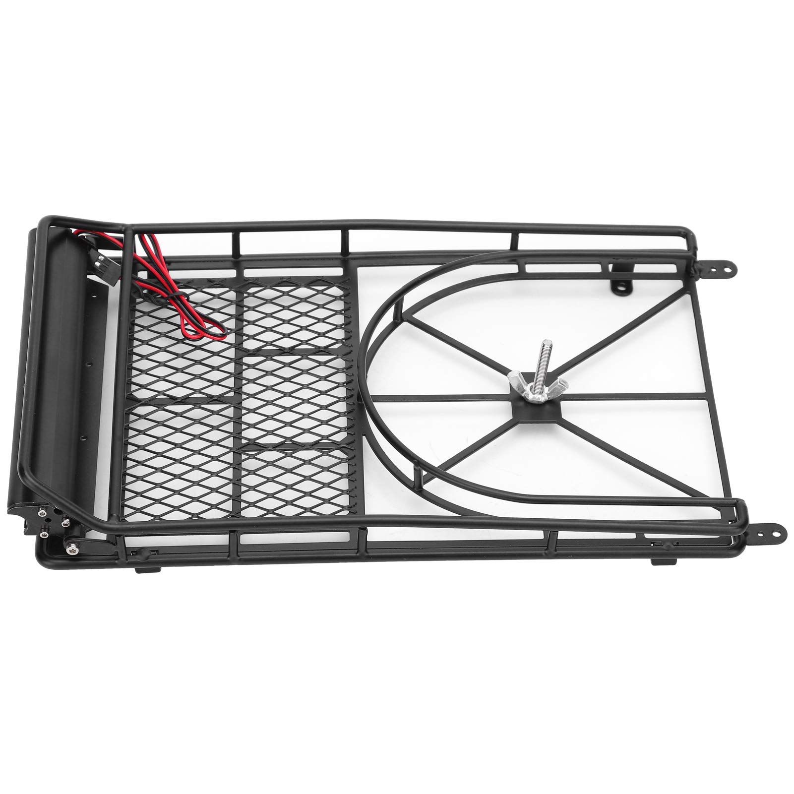 Alomejor Large RC Car Roof Rack with LED Lights - Heavy Duty Crawler Car Luggage Carrier for Off-Road Adventures & Camping Trips